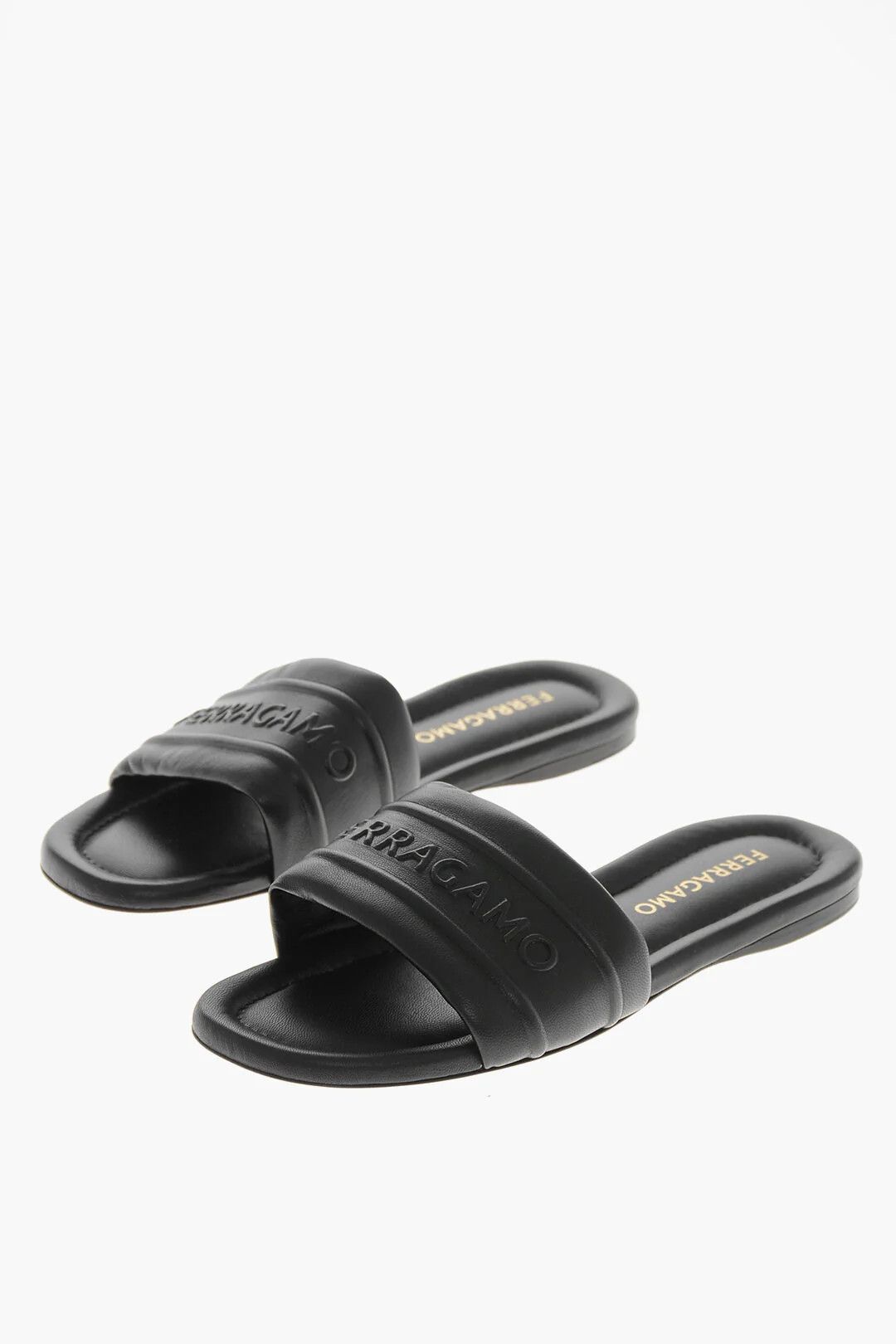 Salvatore Ferragamo og1mm0426 Leather Slides in Black Size US 7.5 / IT 37.5 - 3 Thumbnail