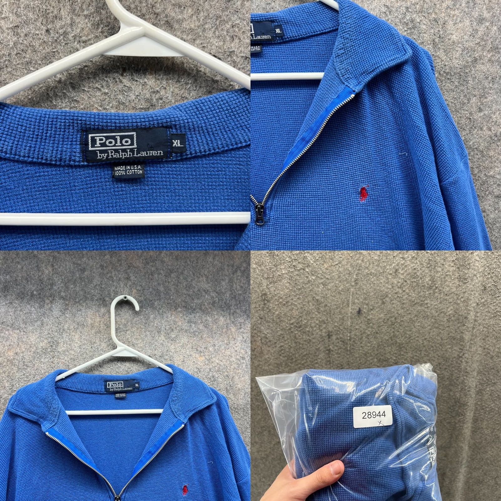 Ralph Lauren VINTAGE Ralph Lauren Sweater Mens XL Blue Quarter Zip Fleece Pullover Pony Knit Size US XL / EU 56 / 4 - 8 Thumbnail
