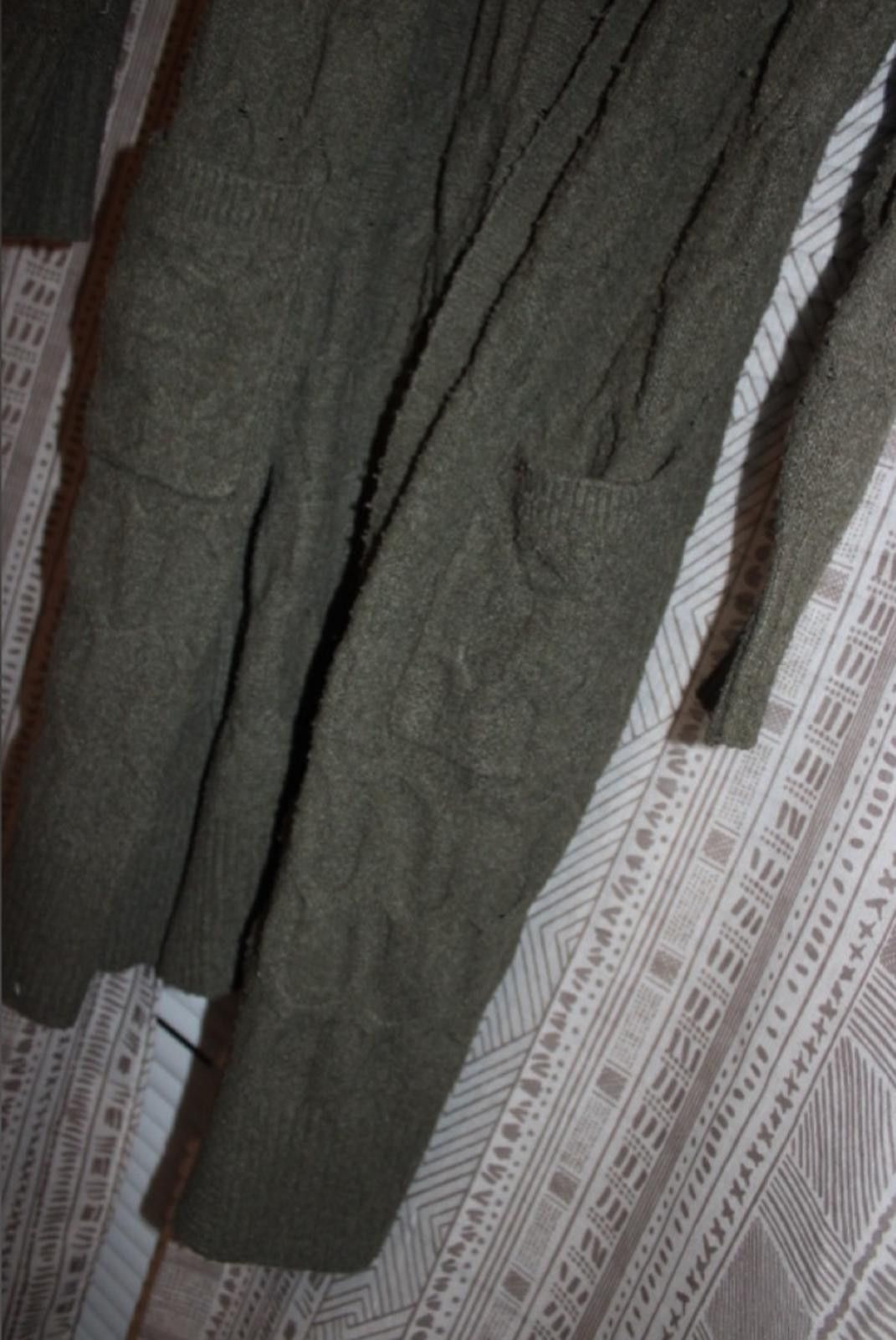 Other Pink Rose Long Olive Green Cable Knit Cardigan w Pockets S Size S / US 4 / IT 40 - 6 Thumbnail