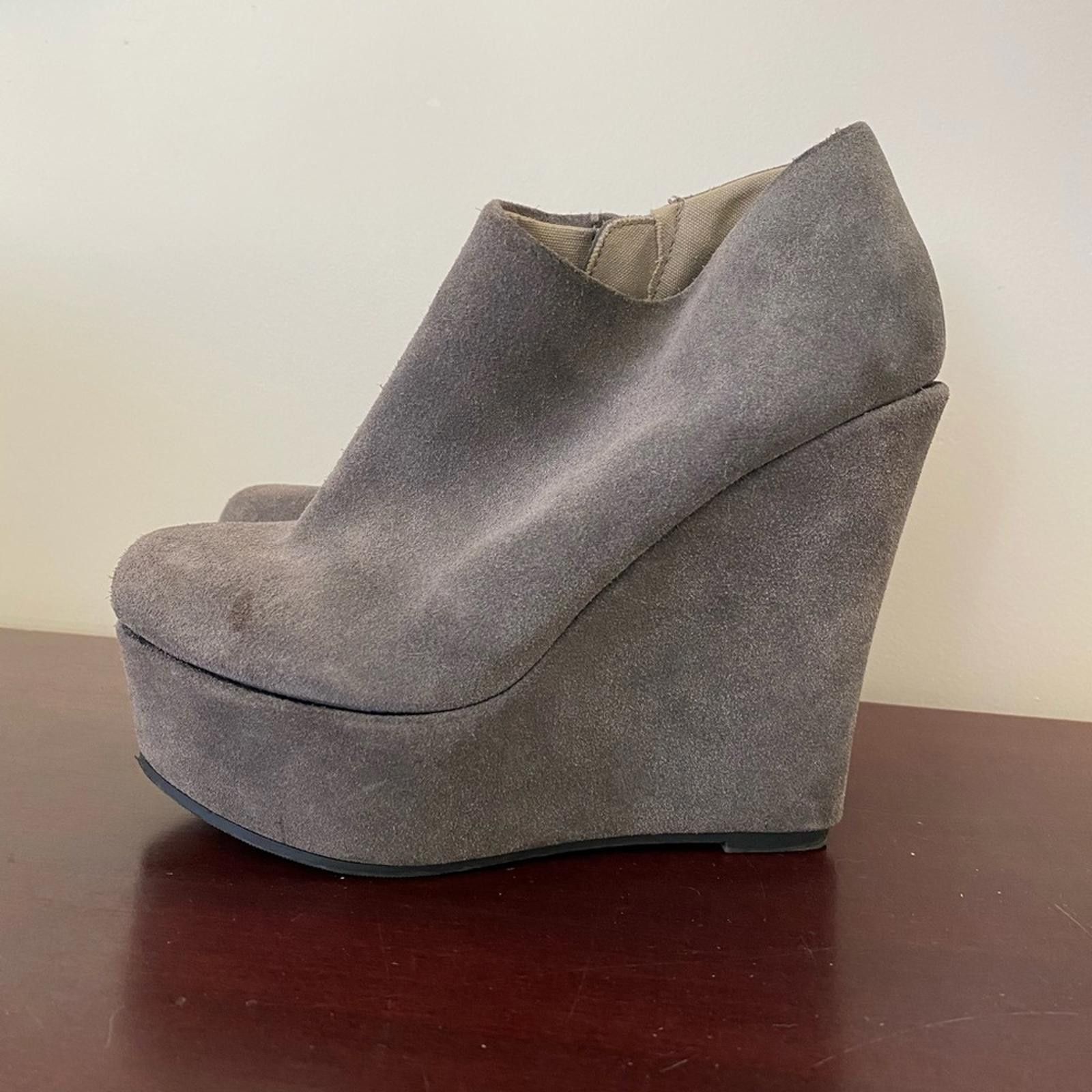 Urban Outfitters Deena & Ozzy Suede Platform Wedge Booties – Gray, Size 6 Size US 6 / IT 36 - 2 Thumbnail