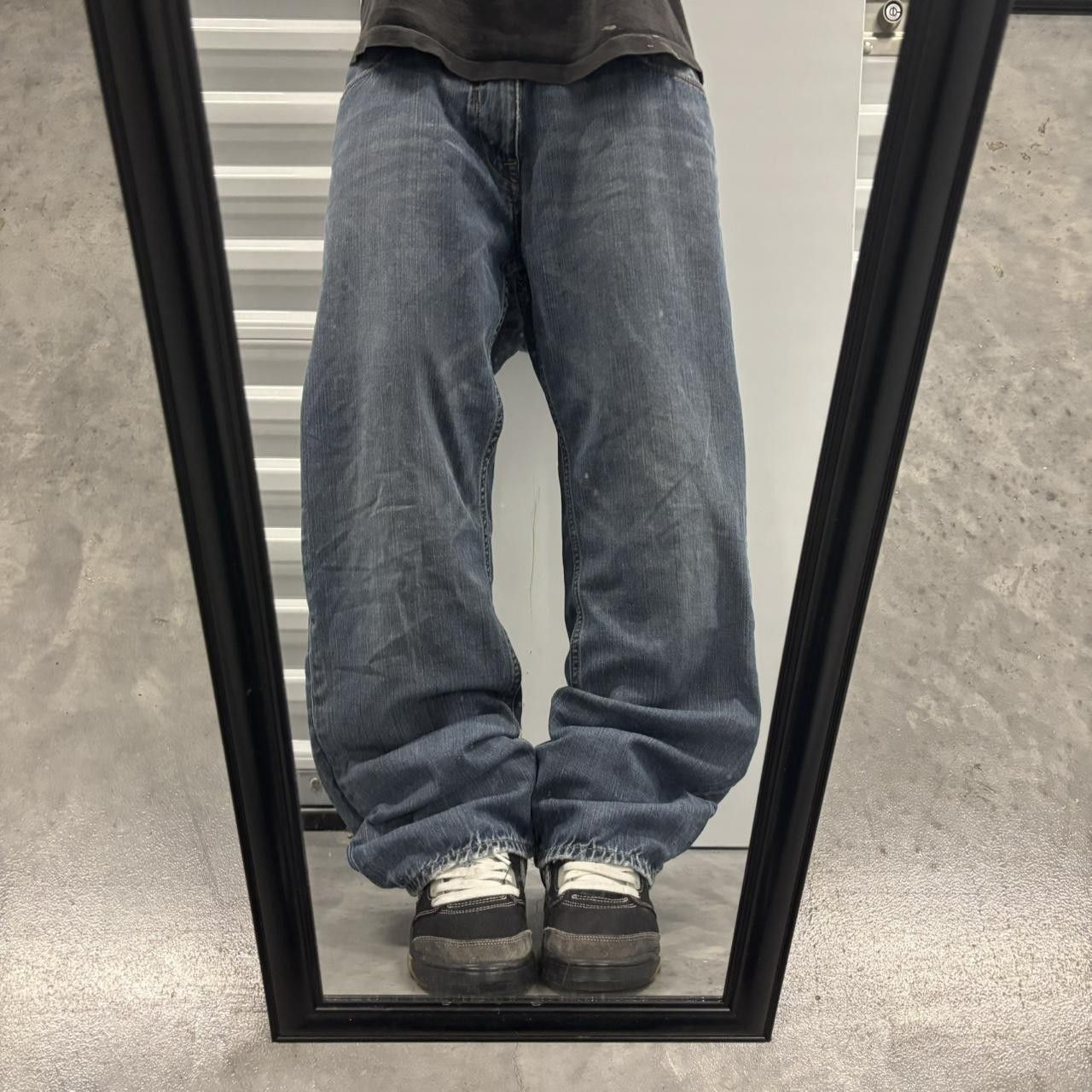 Japanese Brand × Vintage Crazy Vintage Y2K/2000s Grunge Dark Wash Skater Denim Jeans! Size US 35 - 1 Thumbnail