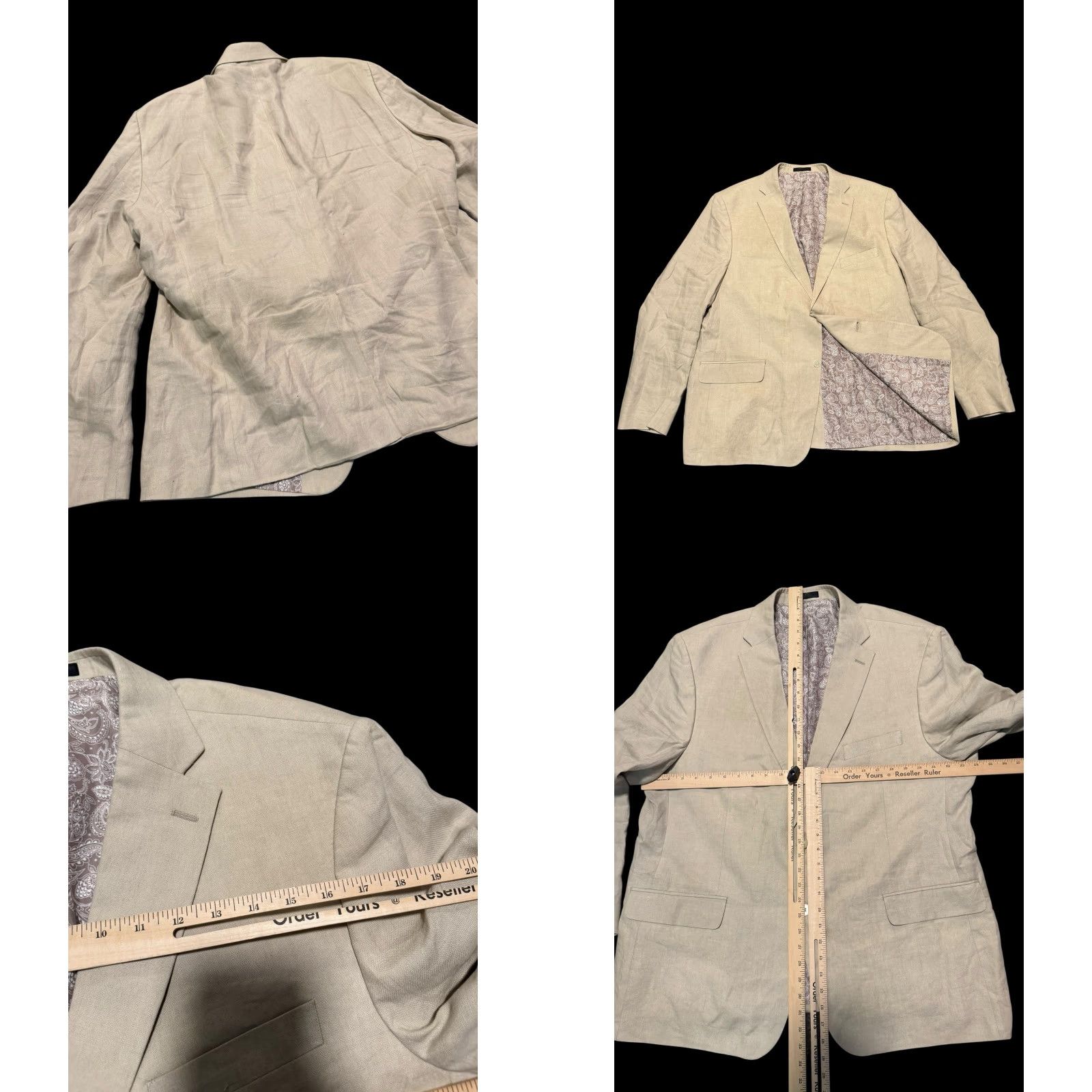 Ralph Lauren LAUREN Ralph Lauren Mens 48R Beige Blazer Linen Single-Breasted 2 Button Jacket Sport Coat Size 48R - 9 Thumbnail
