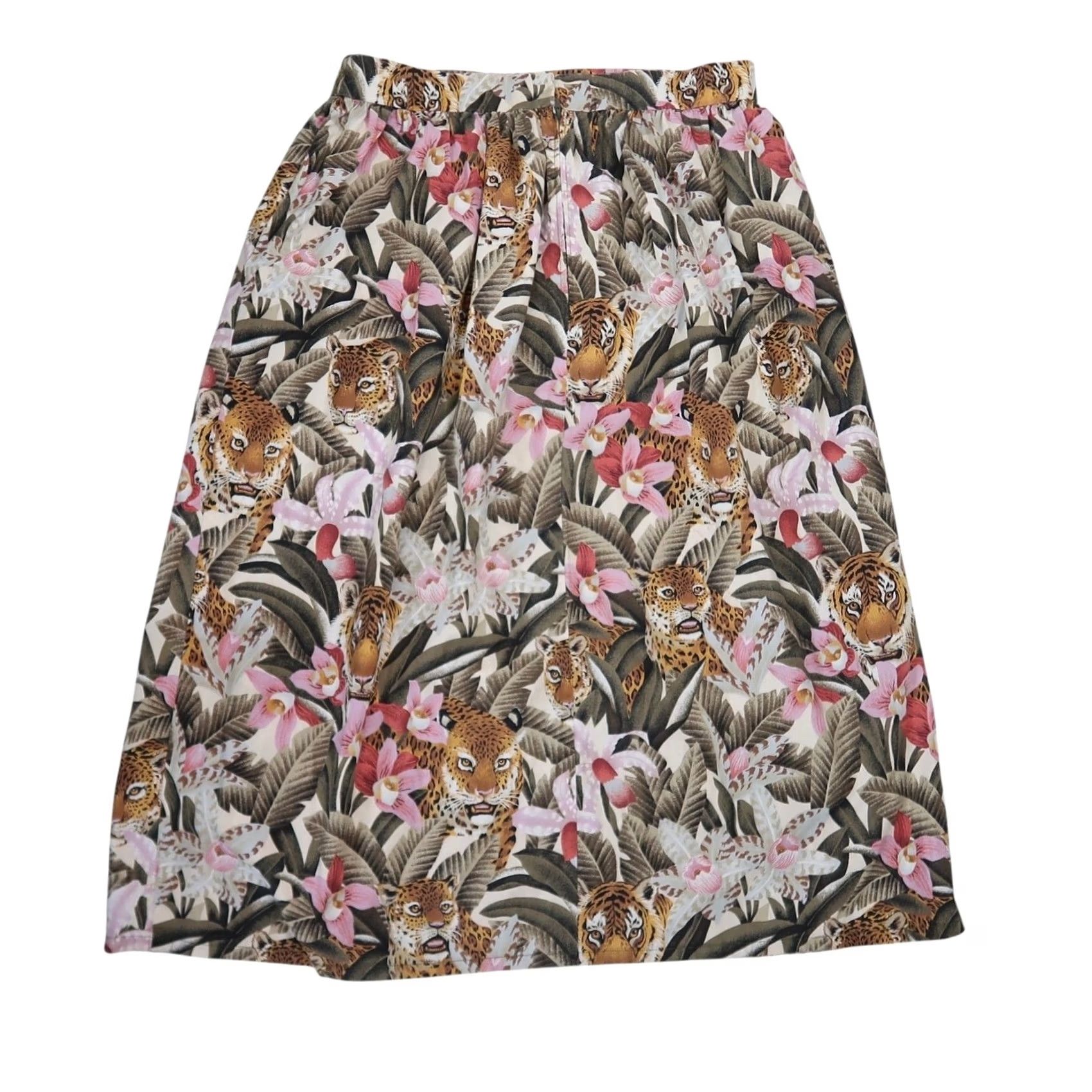 Vintage VINTAGE Maxi Skirt XL Cotton Floral Print 80s 90s Leopard Tiger Bohemian Pink Womens Size 40" / US 18 - 3 Thumbnail