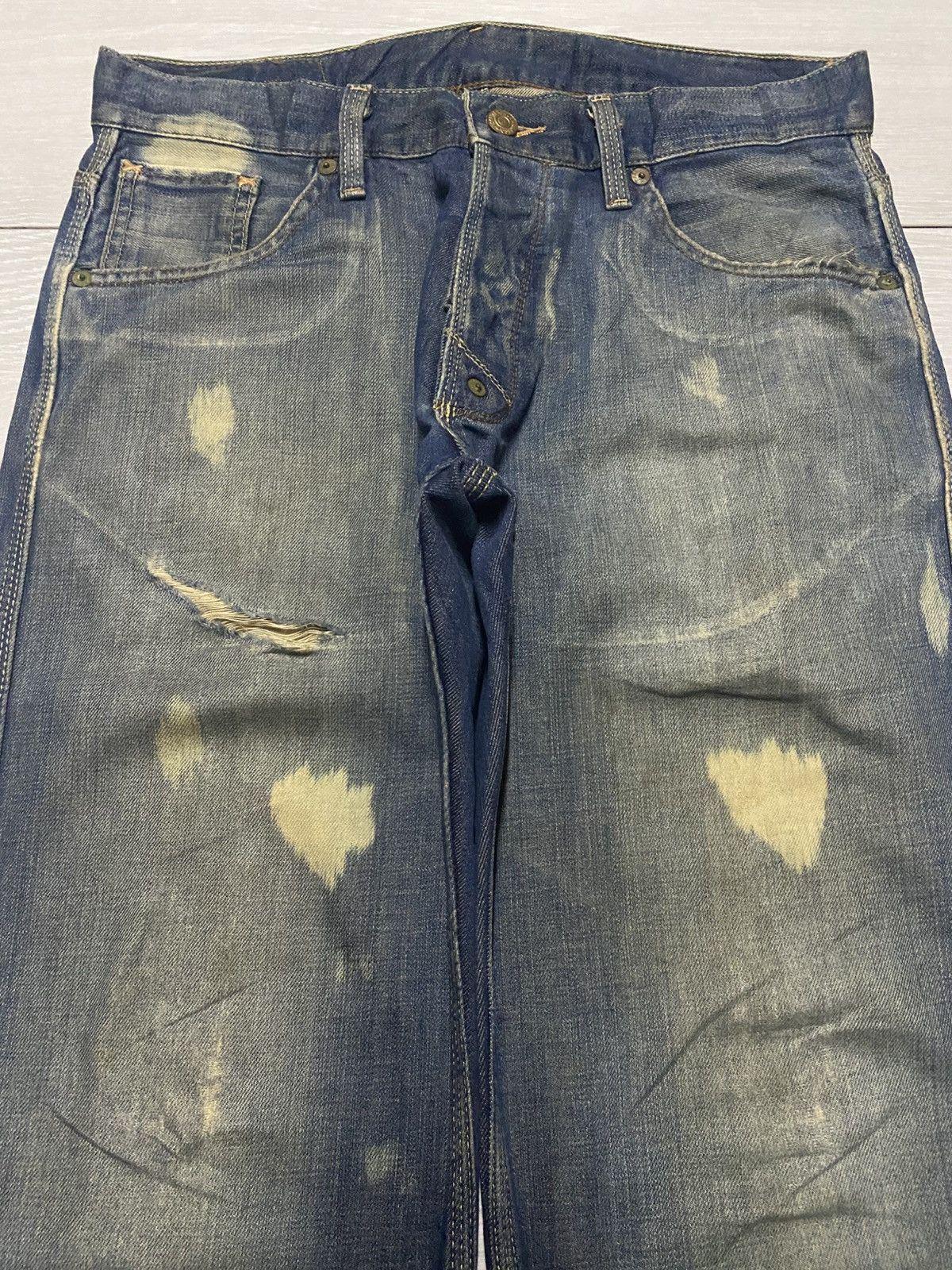 MLB × Polo Ralph Lauren Polo Raph Laurent Bleach Mud Wash Baggy Wide Leg Jeans Size US 31 - 3 Thumbnail