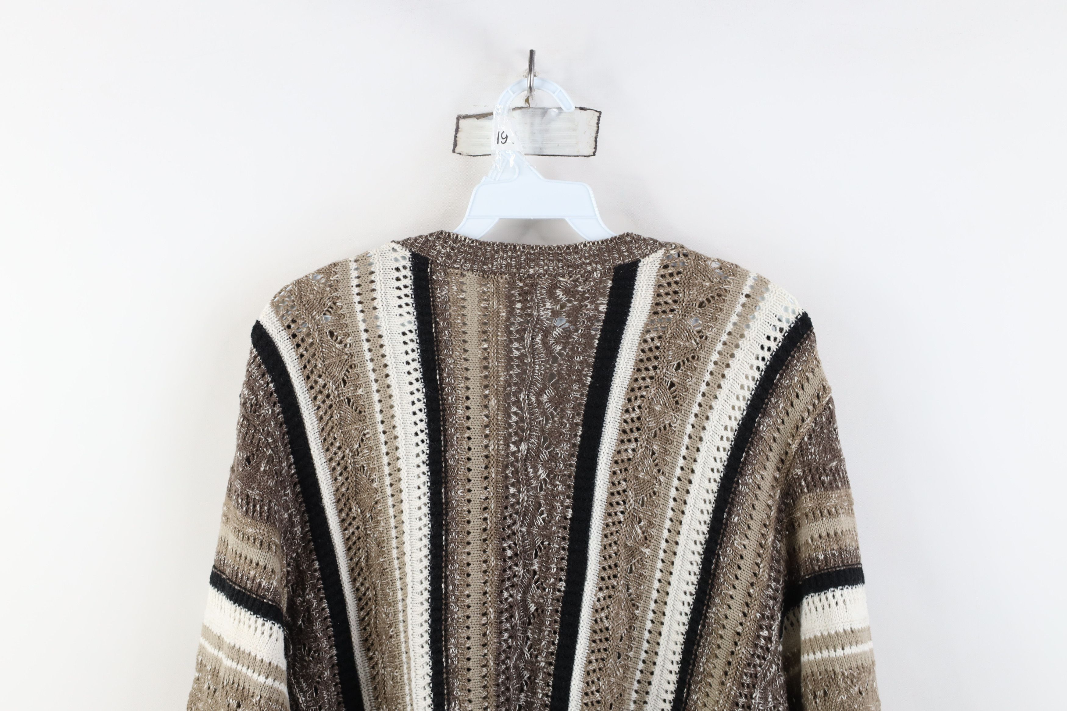 Vintage Vintage 90s Coogi Style Crochet Knit Sweater Earth Tone Size 3XL / US 20-22 - 12 Thumbnail