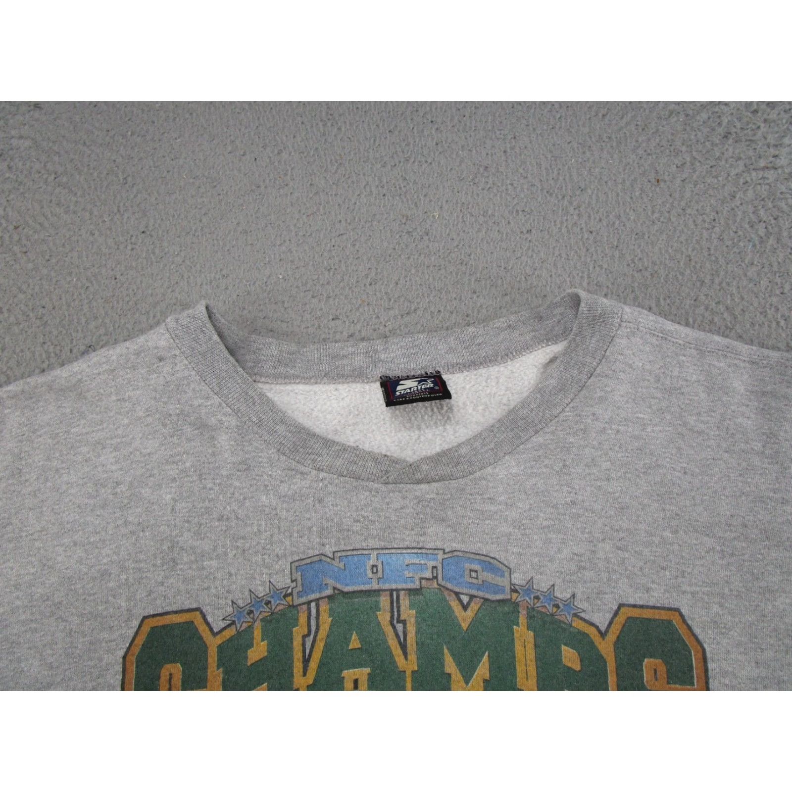 Starter VINTAGE Starter NFC Champs Green Bay Packers Pullover Sweatshirt L Crew Neck Men Green 90s Sports Logo Hooded Sweatshirt Mens Size US L / EU 52-54 / 3 - 4 Thumbnail