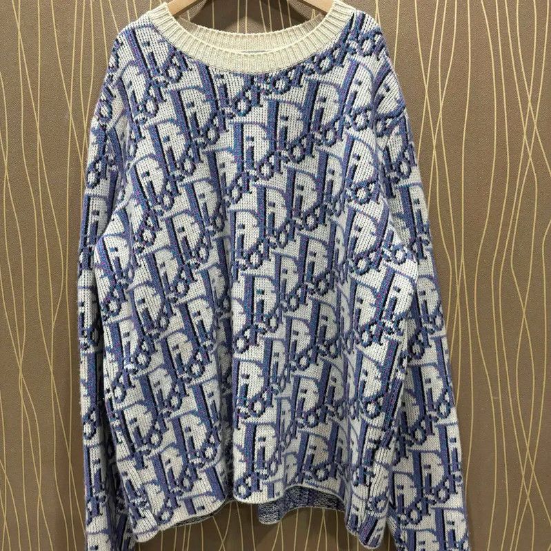 Dior Dior Blue Cashmere Pullover Sweater for Men 0089 Size US XL / EU 56 / 4 - 1 Thumbnail