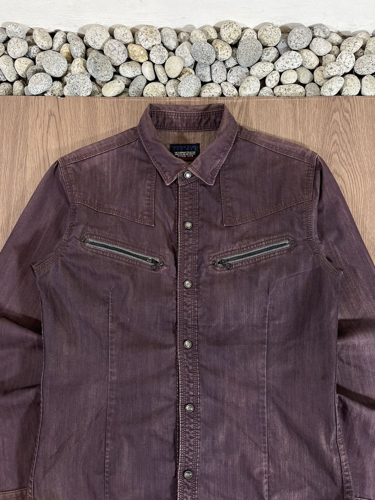 Nicole Club NCFM Maroon Coated Button Shirt Size US M / EU 48-50 / 2 - 3 Thumbnail