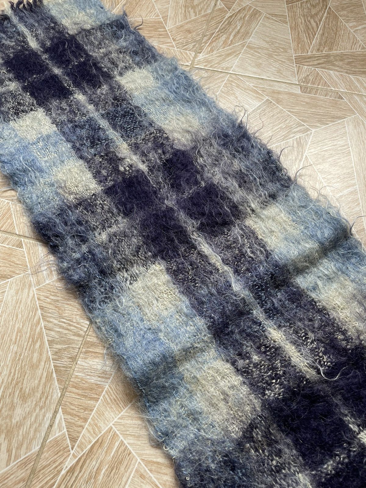 Japanese Brand × Vintage Y2K Rare Archive Japanese Vintage Mohair Wool Striped Scarf Size ONE SIZE - 4 Thumbnail