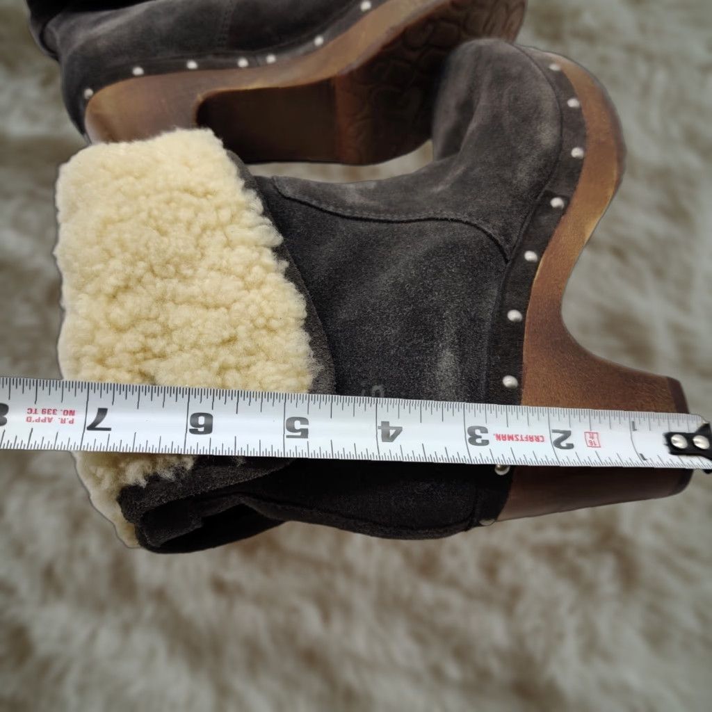 Ugg UGG Womens Lynnea Gray Suede Boots Size 5 Fold Over Sheepskin Shearling Lined Size US 5 / IT 35 - 1 Thumbnail