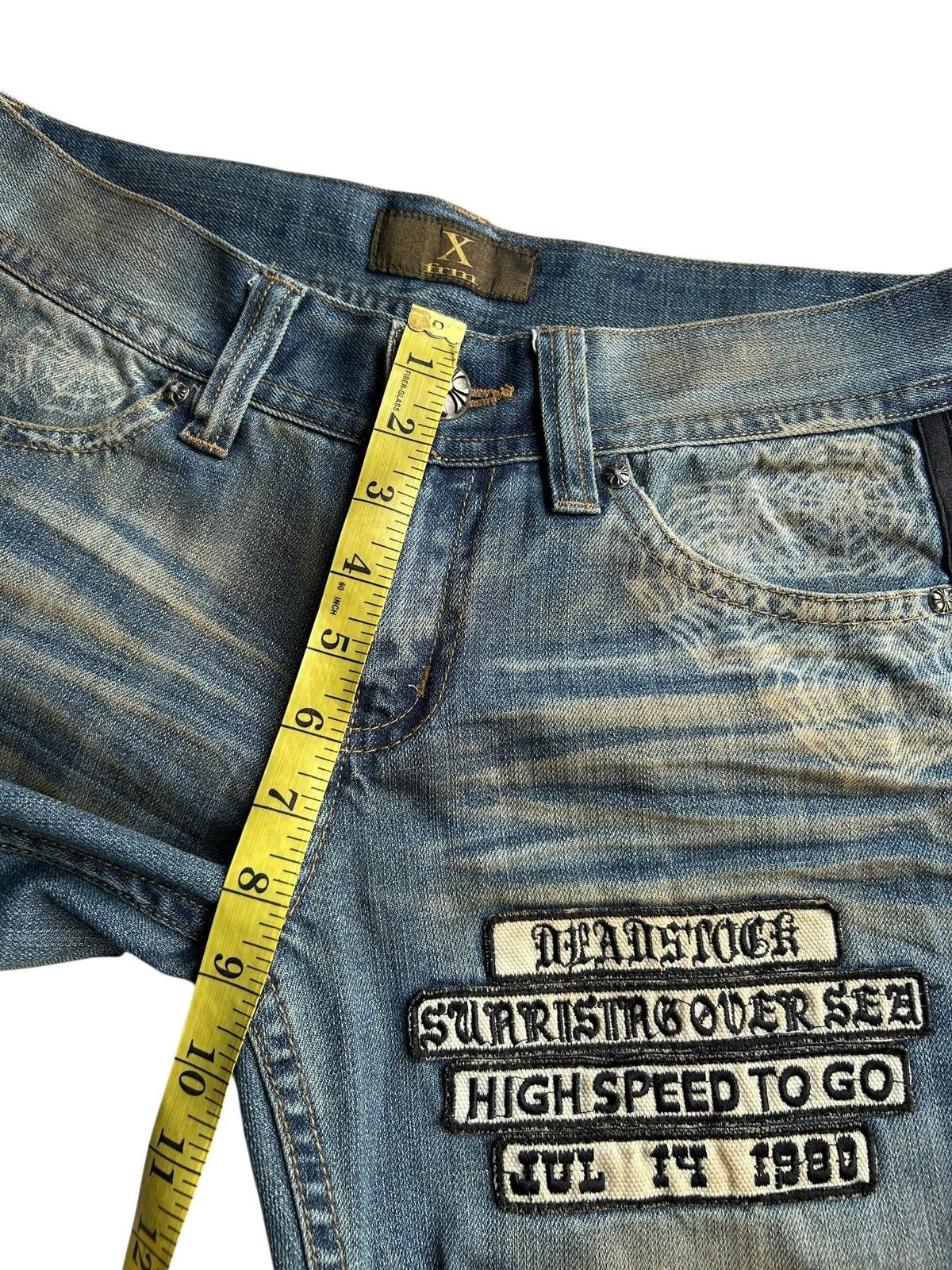 If Six Was Nine FLARE🔥 Xfrm Japanese Punk Bondage Rusty Faded Denim Jeans ☠️🎌 Size US 30 / EU 46 - 21 Thumbnail