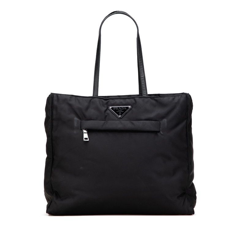 Prada Prada Prada Triangle Logo Plate Nylon Leather Tote Bag Leather Tote Bag 1BG421 Size ONE SIZE - 1 Thumbnail