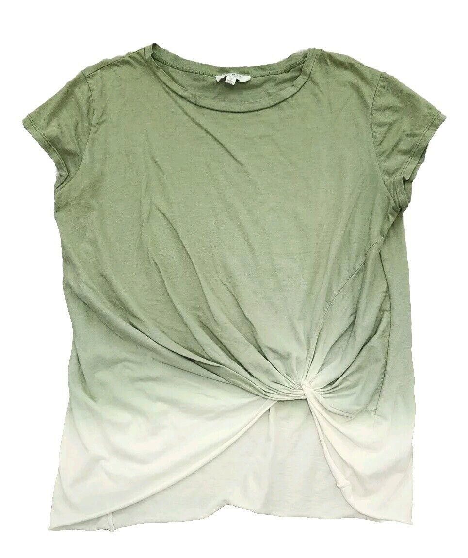 Designer Umgee Top Small Ombre Green White Short Sleeve Scrunched Size S / US 4 / IT 40 - 1 Thumbnail