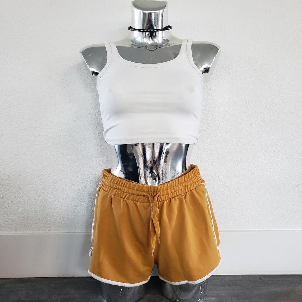 Forever 21 Mustard White Detailed F21 Sweat Short Size 28" / US 6 / IT 42 - 1 Thumbnail