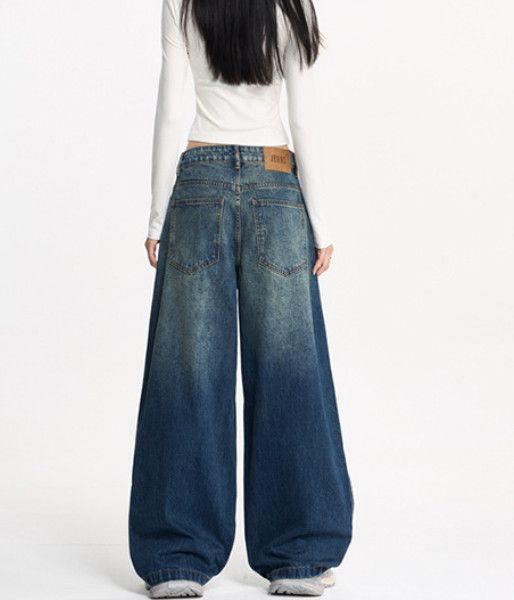 Japanese Brand American high-waisted retro loose unisex wide-leg jeans Size US 32 / EU 48 - 4 Thumbnail