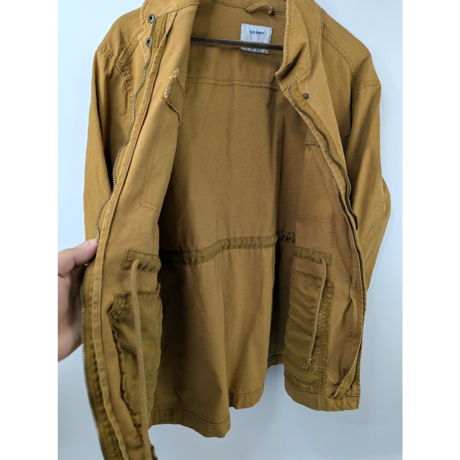 Old Navy Old Navy Jacket Women's L Brown Field Utility Barn Chore Anorak Cinch Waist Military Jacket Size L / US 10 / IT 46 - 7 Thumbnail