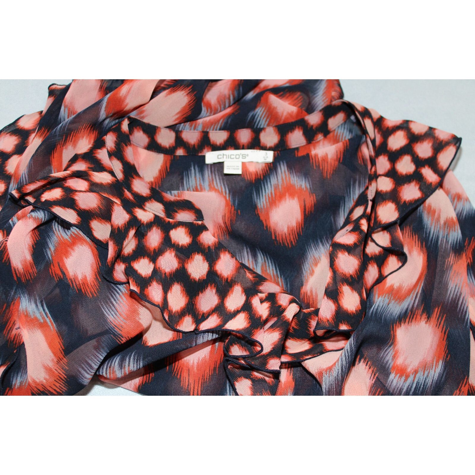 Chicos CHICO'S Jacquard Ikat Blouse Colorfull Top Sz 3 US 16/18 $98 Size XXL / US 16-18 / IT 52-54 - 5 Thumbnail