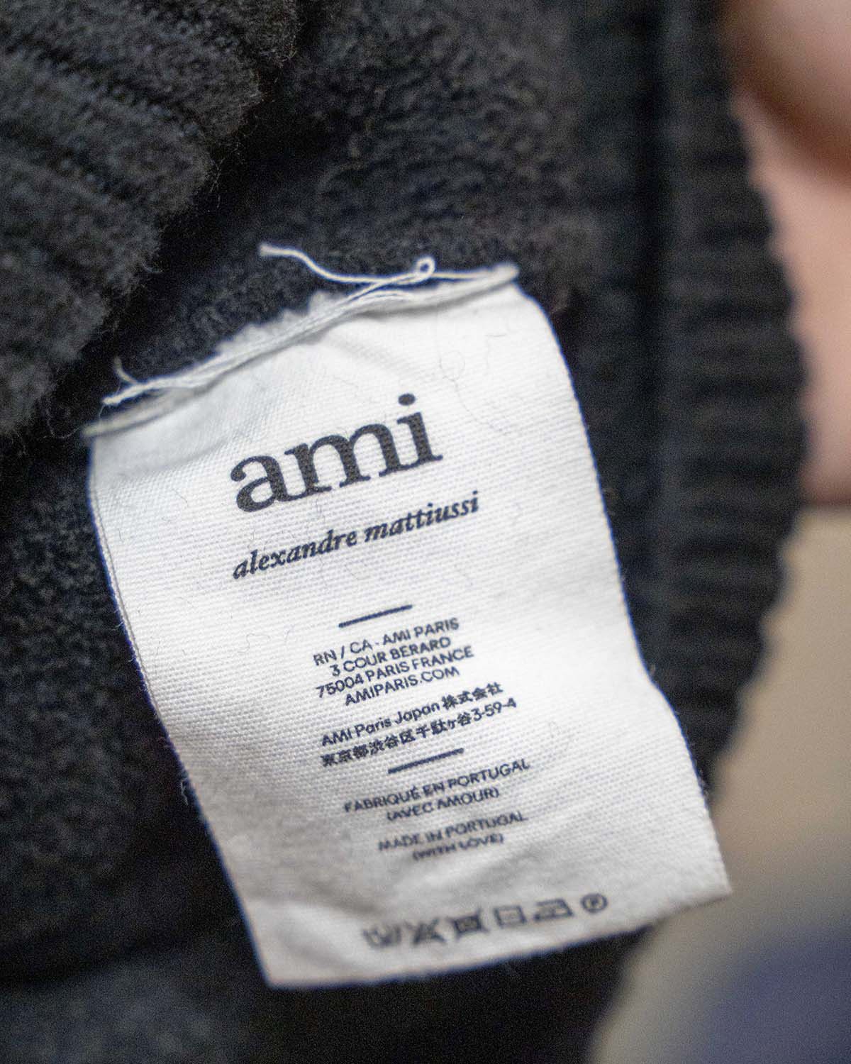 AMI Black Wool Funnel Neck Sweater With Contrasted Ami De Coeur Size US S / EU 44-46 / 1 - 5 Thumbnail