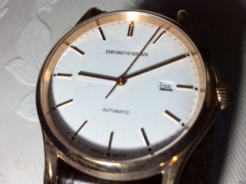Emporio Armani Emporio Armani men's automatic brown leather strap watch Size ONE SIZE - 1 Thumbnail
