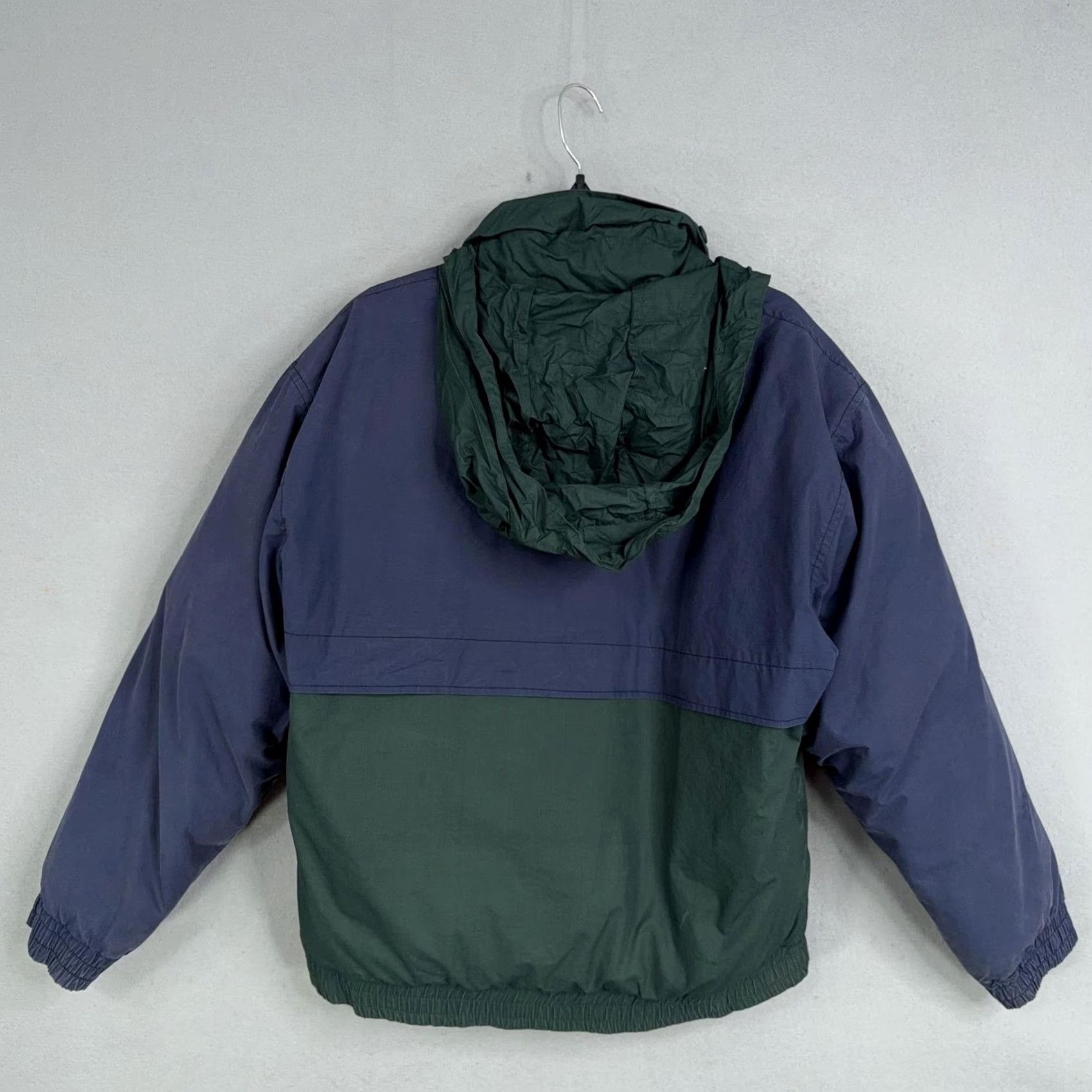 Vintage Outdoor Exchange Jacket Mens M Hooded Down Puffer Blue Green Stand-Up Collar Zip Full Zip Casual Winter 90s Style Size US M / EU 48-50 / 2 - 7 Thumbnail