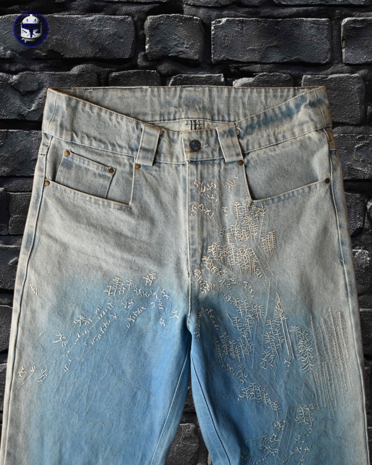 House of Errors House of Errors Woodblock Landscape Embroidered Flare Jeans Size US 30 / EU 46 - 2 Thumbnail