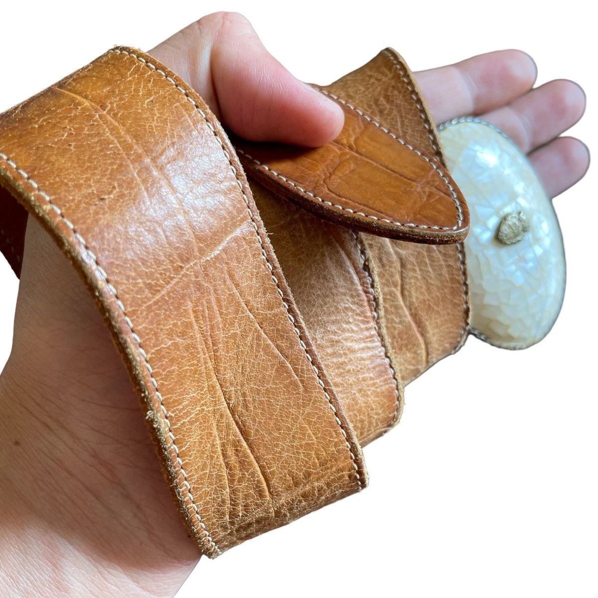 Felisi × Japanese Brand Vintage Felisi Rhinestone Italy Made Leather Belt Size ONE SIZE - 5 Thumbnail