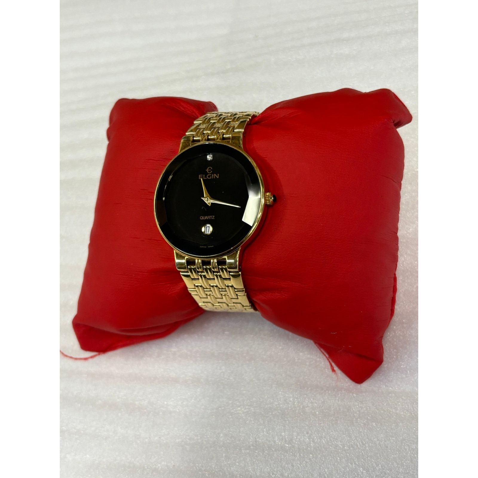 Elgin National Watch Company Elgin FM178 Beveled Face Gold Tone Men’s Watch! New Battery! Size ONE SIZE - 3 Thumbnail