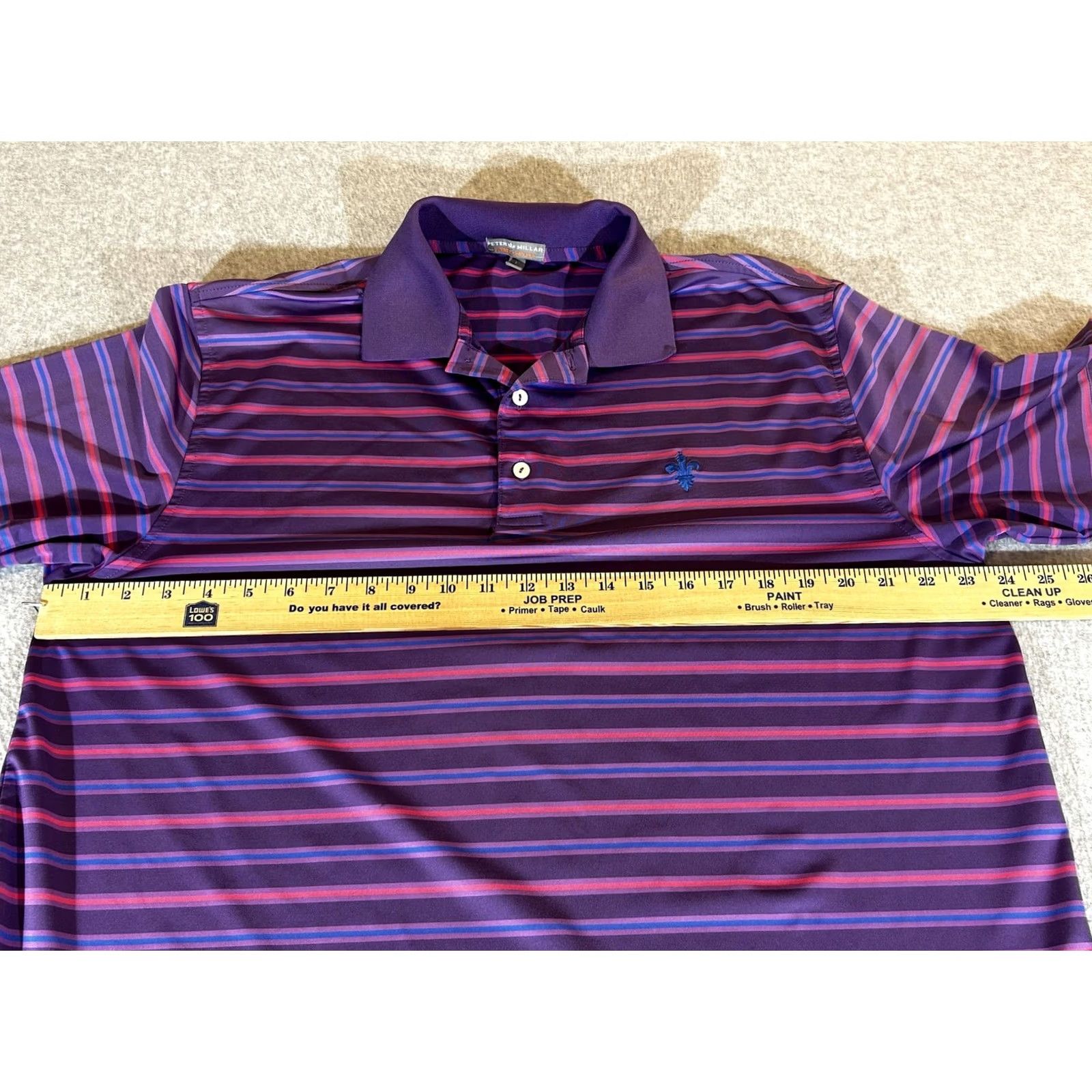 Peter Millar Peter Millar Polo Mens Large Shirt Golf Purple Stripe Summer Comfort Performance Moisture Wicking Quick Dry Short Sleeve 3-Button Collar Mens Size US L / EU 52-54 / 3 - 3 Thumbnail