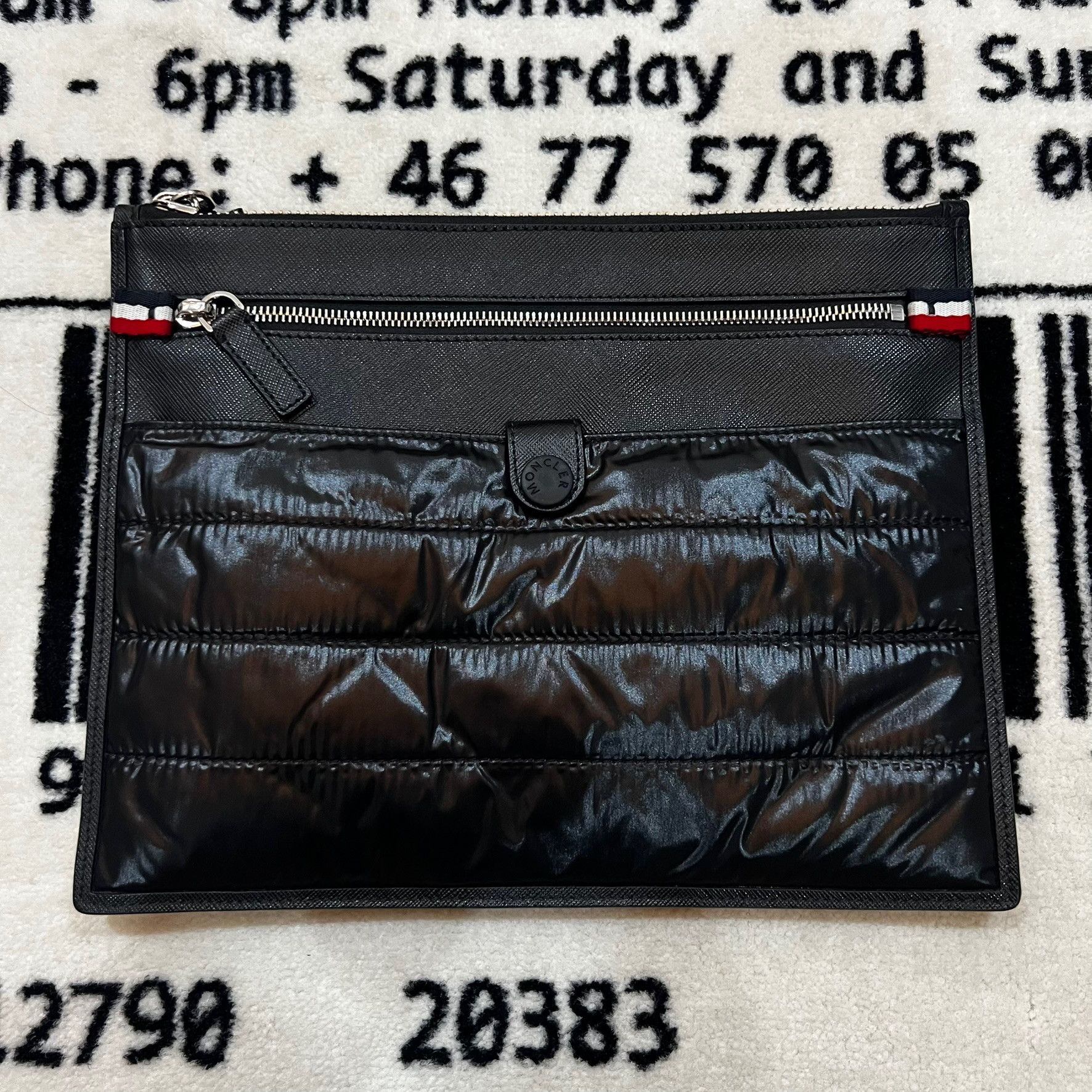 Moncler Moncler Padded Puffer Leather Pouch w/ Tricolor Wrist Strap Size ONE SIZE - 7 Thumbnail
