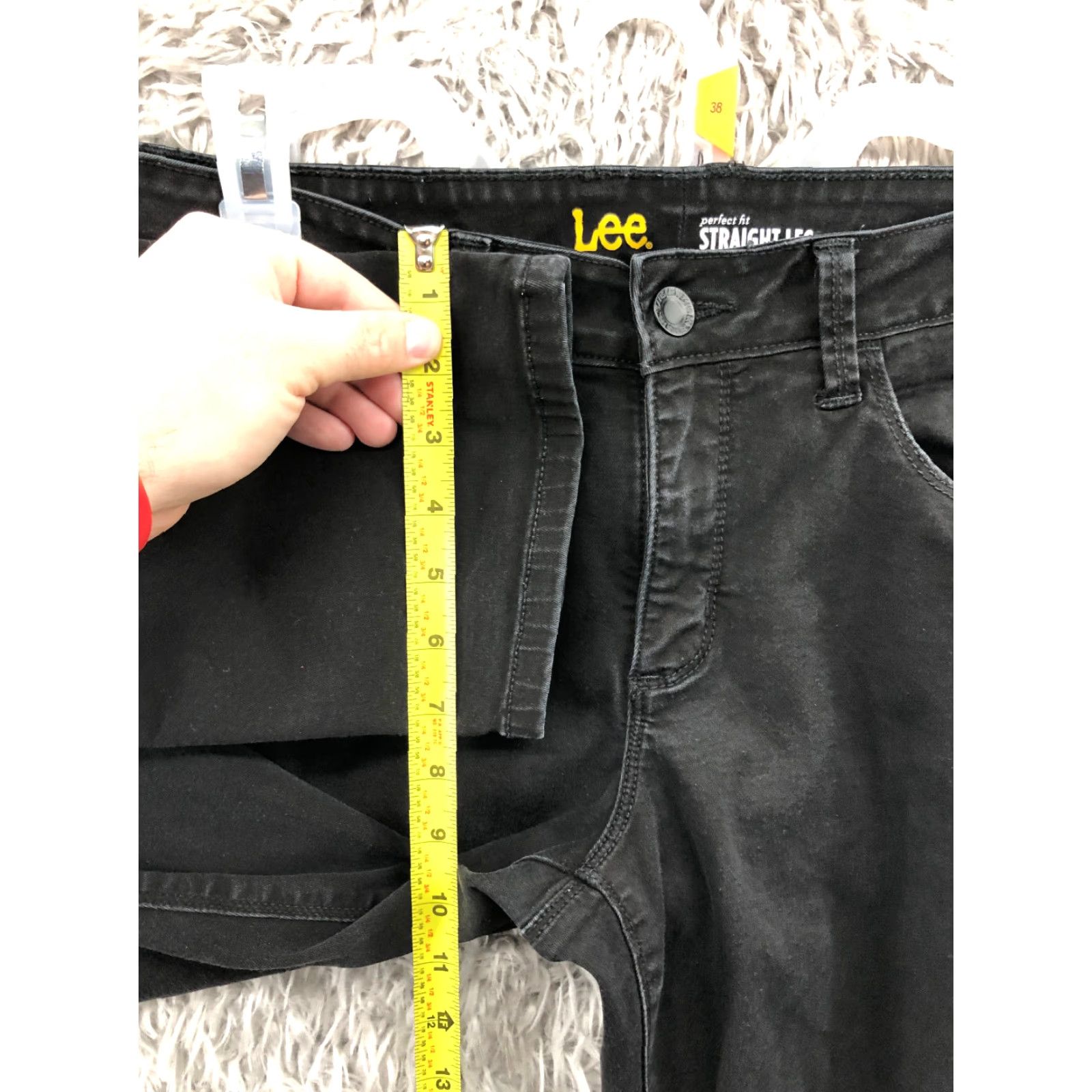Lee Lee Jeans Size 8 Womens Straight Leg Dark Wash Black Denim Mid Rise 5-Pocket Regular Belt Loops Size 30" / US 8 / IT 44 - 4 Thumbnail