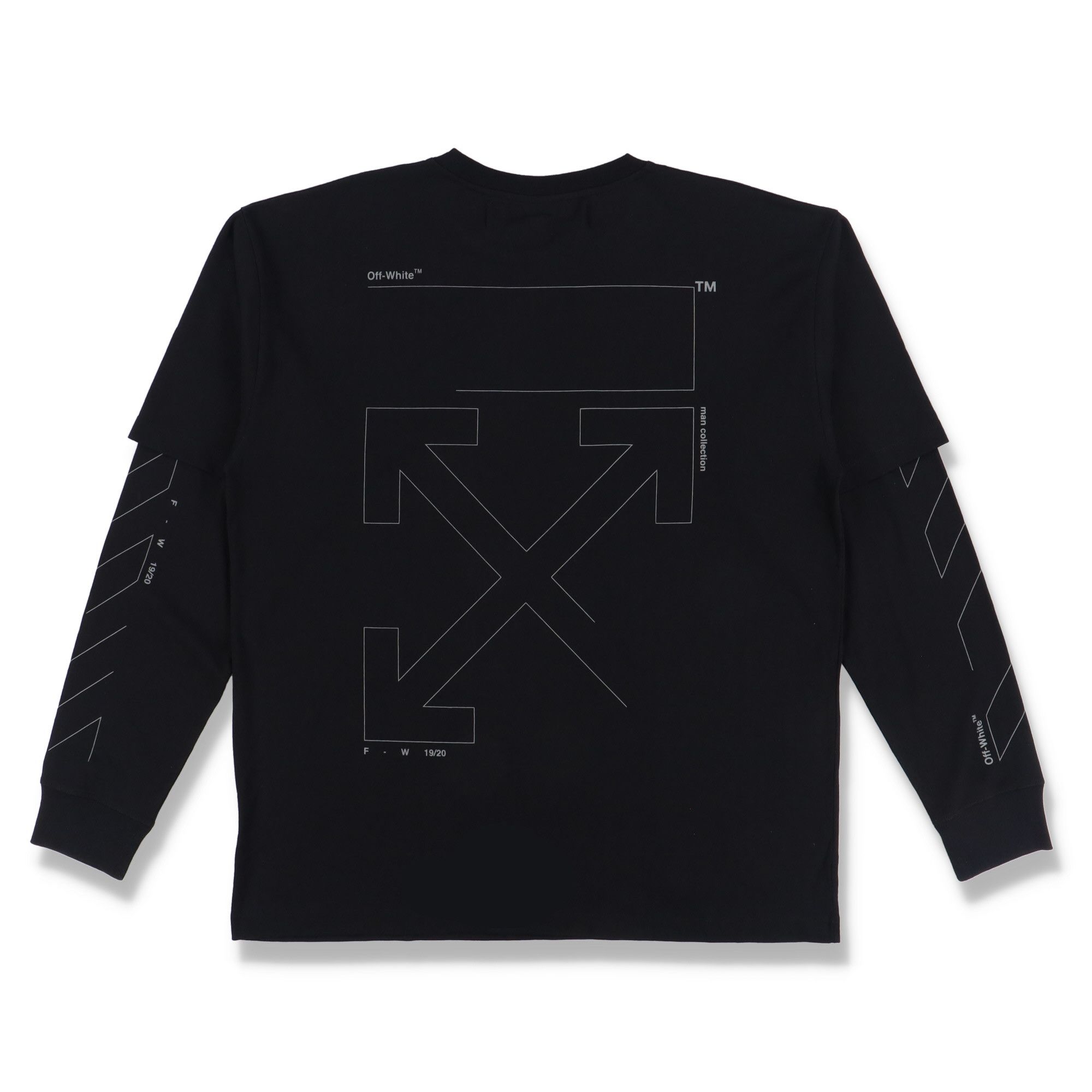 Off-White Black Unfinished Reflective Arrows Long Sleeve T-Shirt Size XL / US 12-14 / IT 48-50 - 2 Thumbnail
