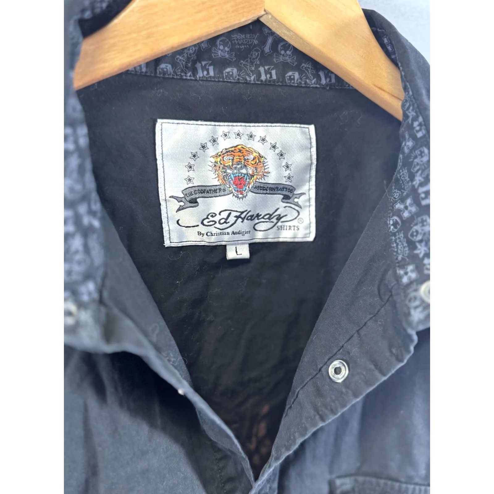 Ed Hardy VINTAGE Ed Hardy Shirt Mens Large Black Button Up Love Kills Slowly Tattoo Art Western Size US L / EU 52-54 / 3 - 4 Thumbnail