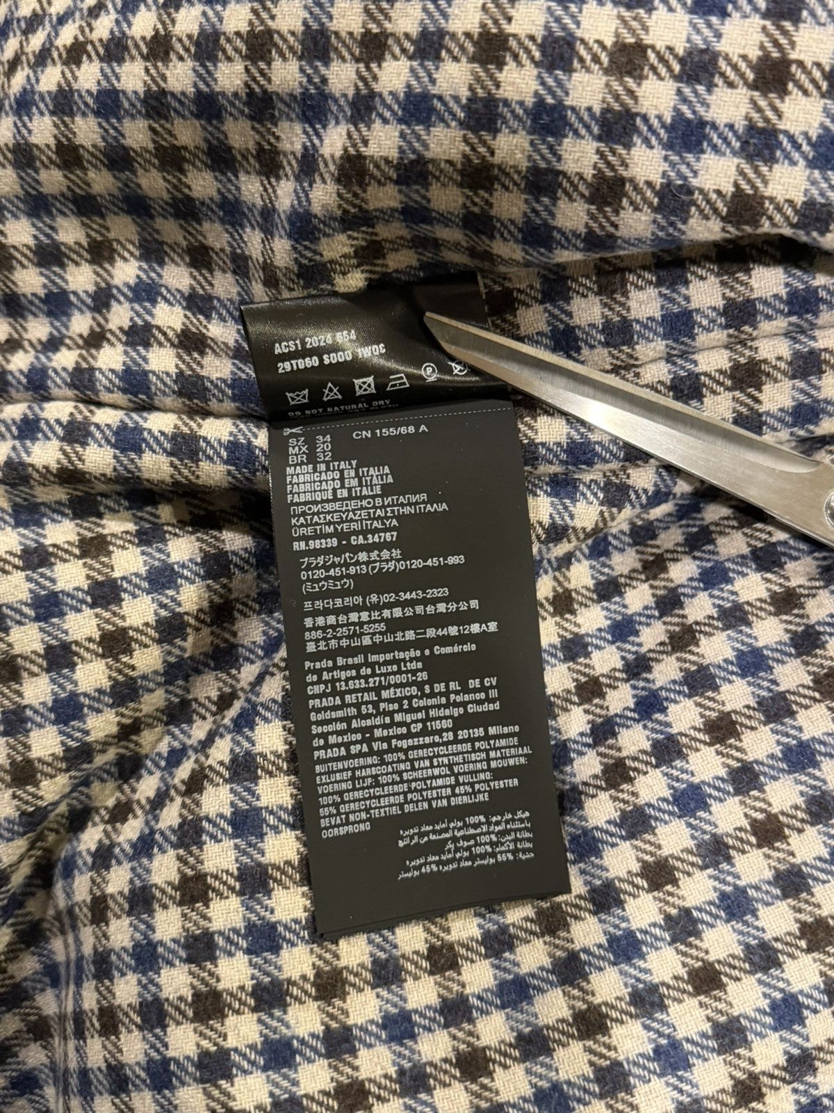 Prada Prada Re-Nylon Padded Checked Line Blouson Navy Jacket Size XXS / US 00 / IT 34 - 18 Thumbnail