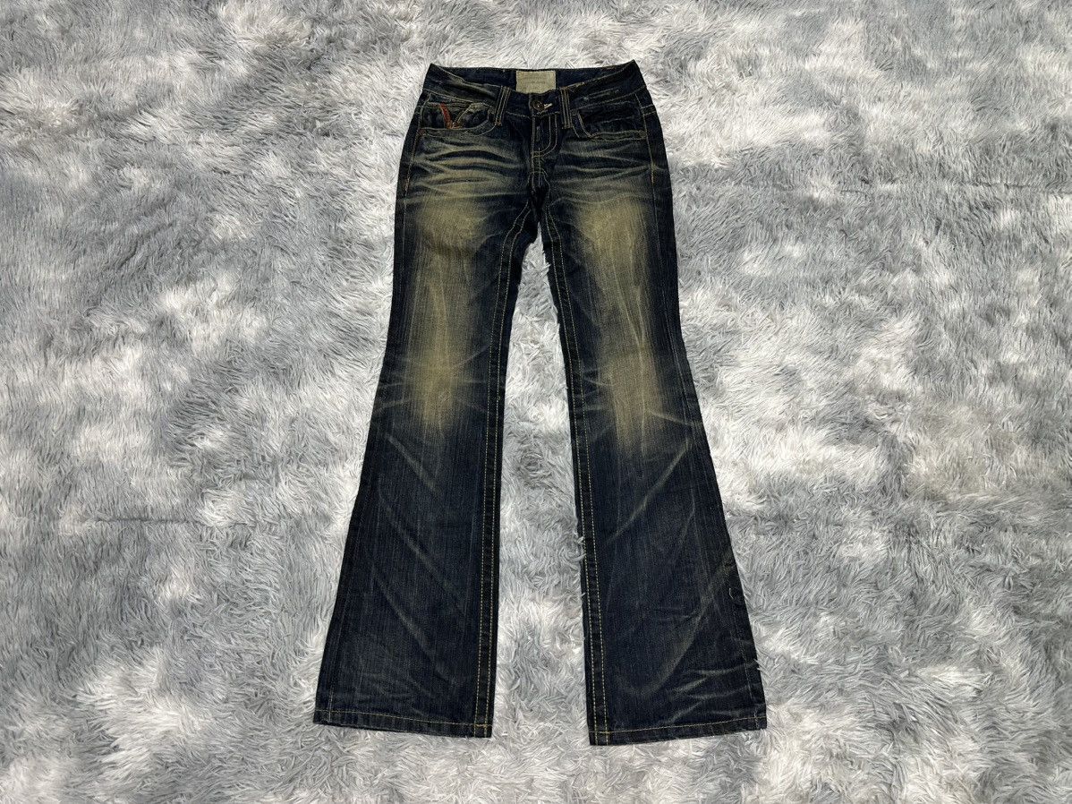 Tornado Mart 🔥Sick Y2K Lolita Exotic Vintage Denim Mud Wash Flared Zipper Size US 28 / EU 44 - 8 Thumbnail
