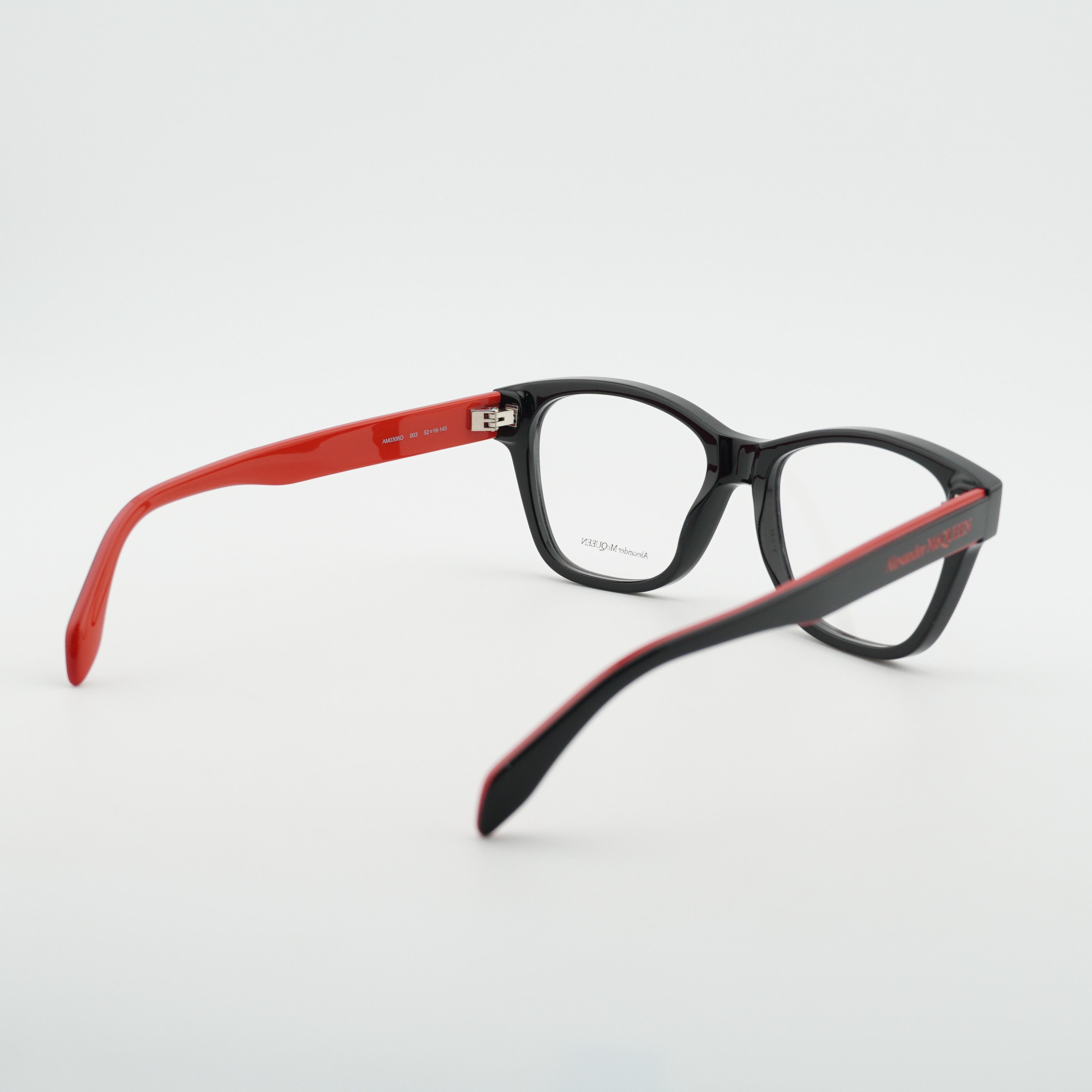 Alexander McQueen Alexander McQueen AM0306O 003 Eyeglasses Black/Red 52mm Size ONE SIZE - 10 Thumbnail