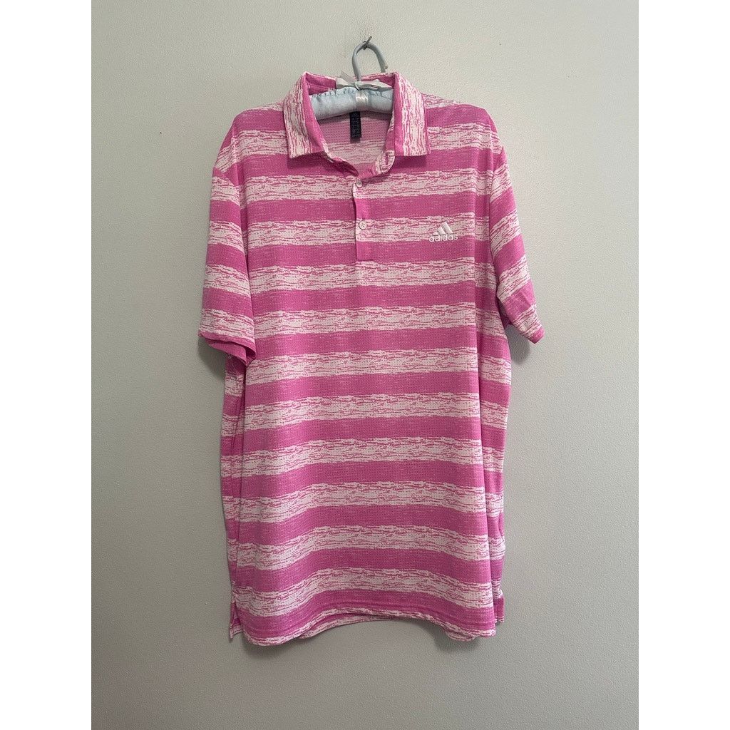 Adidas Adidas pink striped polo size L Size US L / EU 52-54 / 3 - 2 Thumbnail