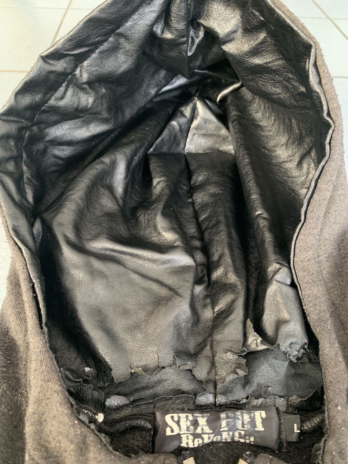 If Six Was Nine Sex Pot Revenge Punk Leather Hooded Patches Zipper Jacket Size US L / EU 52-54 / 3 - 7 Thumbnail
