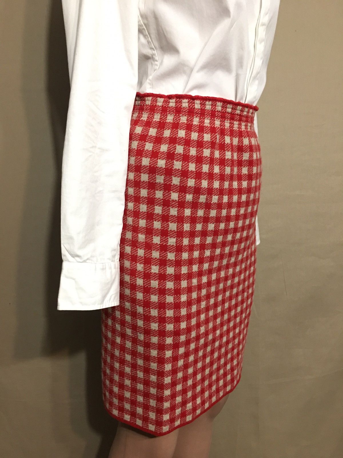 Other MORESI Como Italy Cashmere Red Check Skirt Size S Size 26" / US 2 / IT 38 - 4 Thumbnail