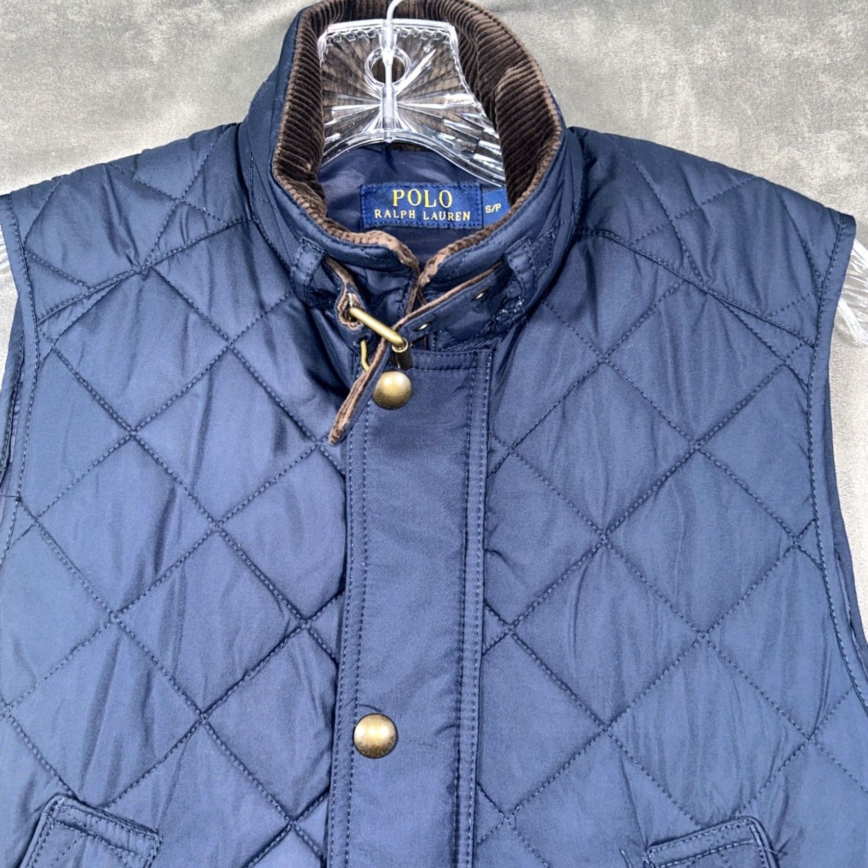 Polo Ralph Lauren Polo Ralph Lauren Mens S Blue Diamond Quilted Vest Leather Trim Corduroy Collar Size US S / EU 44-46 / 1 - 2 Thumbnail