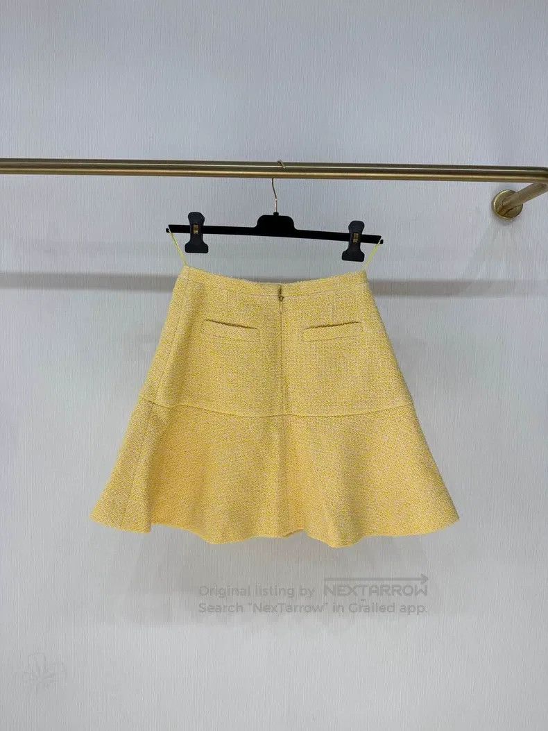 Chanel Chanel 21P chick yellow twill tweed skirt Size 42" / US 20 - 4 Thumbnail