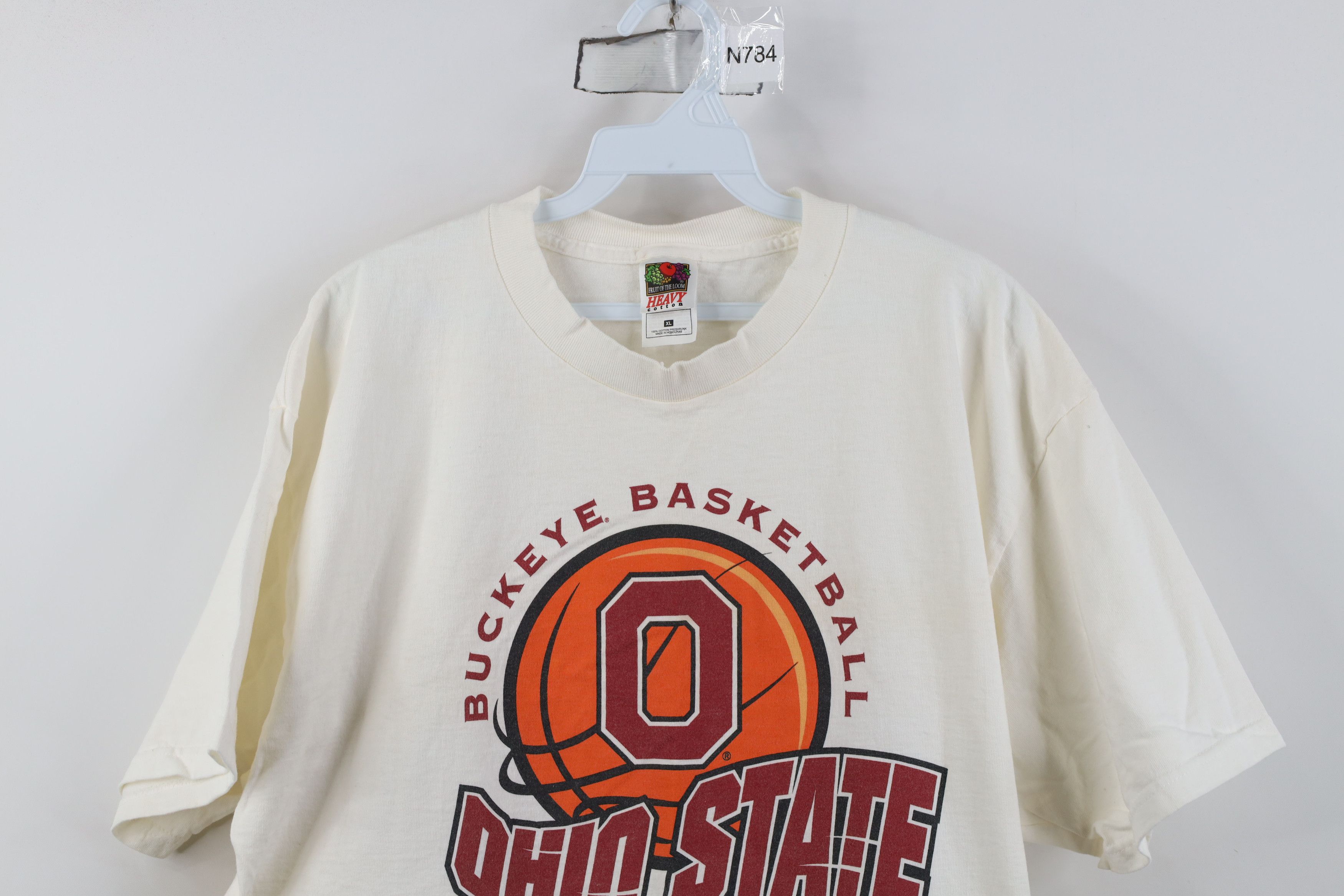 Vintage Vintage 90s Ohio State University Basketball T-Shirt Cream Size US XL / EU 56 / 4 - 2 Thumbnail