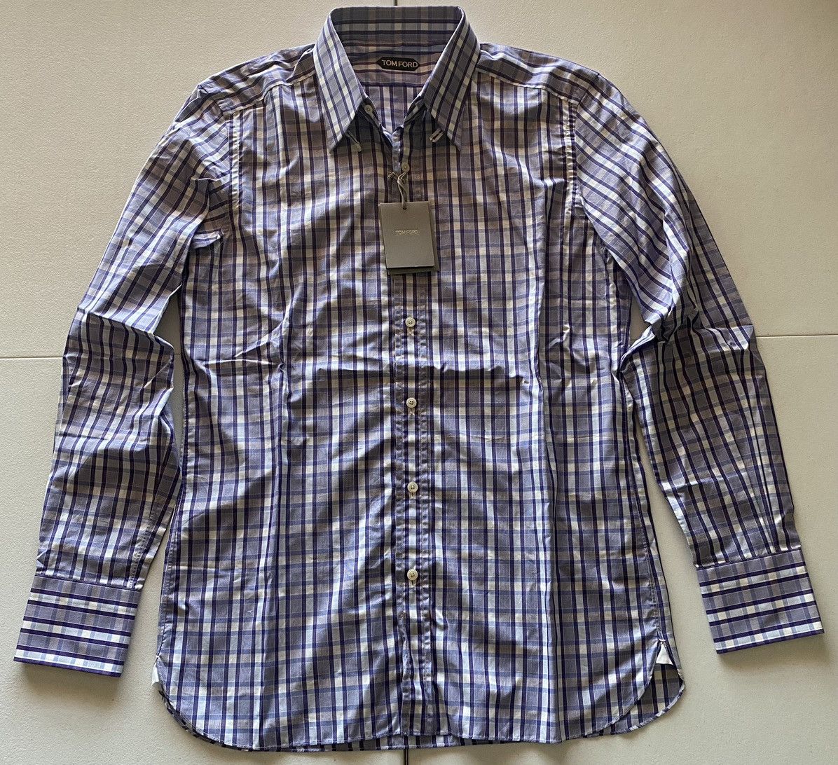 Tom Ford Tom Ford blue purple check shirt 16.5 42e NEW Size US L / EU 52-54 / 3 - 1 Thumbnail