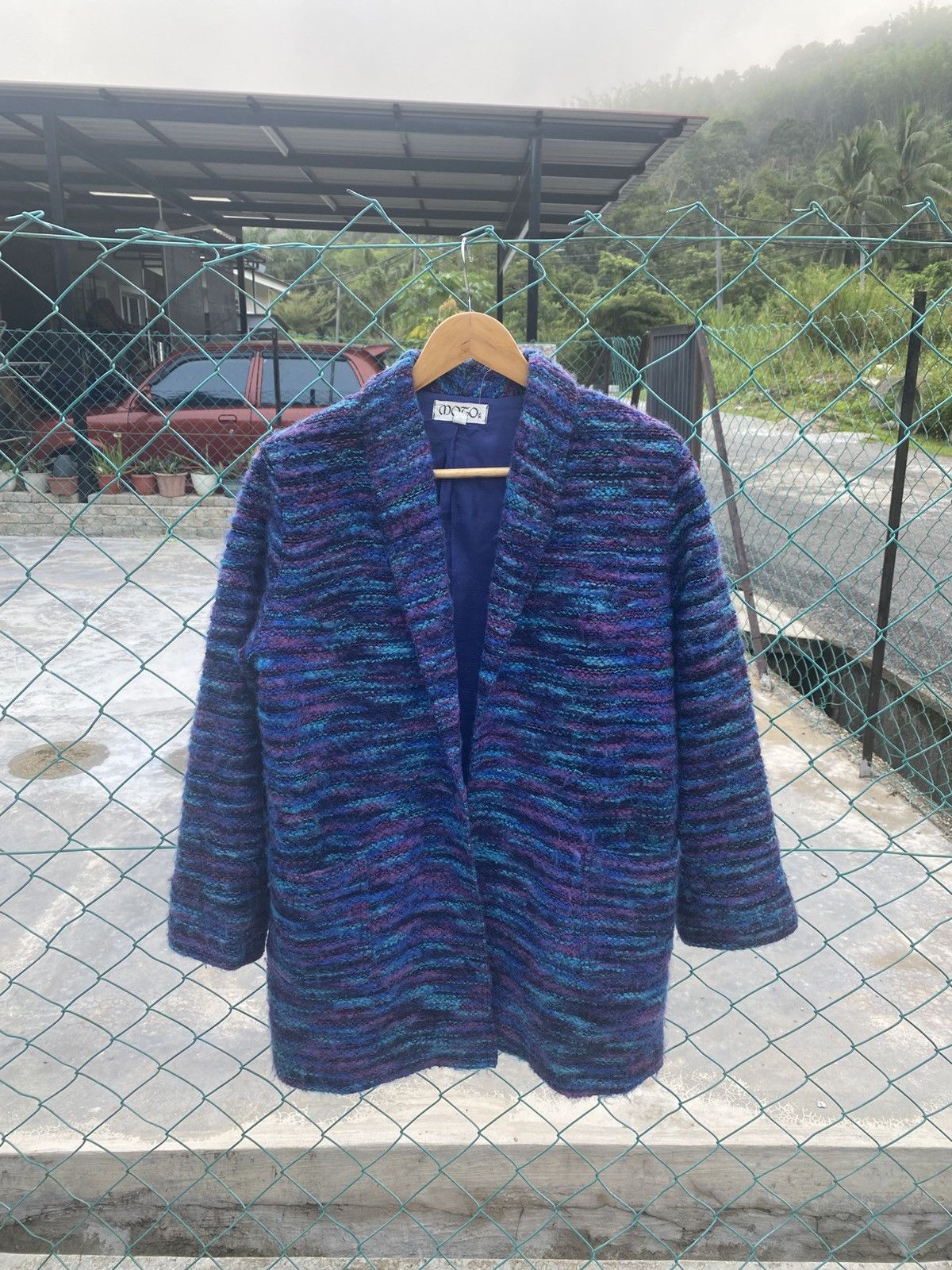 Japanese Brand × Vintage Vintage 80’s Moto tokyo aubergine mohair cardigan Size L / US 10 / IT 46 - 1 Thumbnail