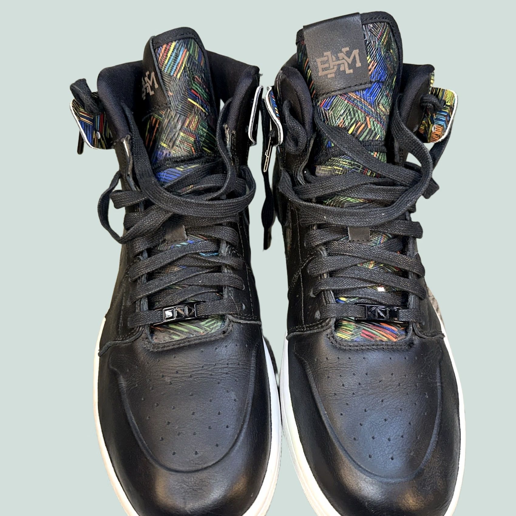 Jordan Brand Jordan Air Jordan 1 Retro High Nouveau BHM 2016 Black High Top Men's Leather Shoes Sneaker Basketball Lace Up Rubber Outsole 11.5 US 42 EU Size US L / EU 52-54 / 3 - 1 Thumbnail