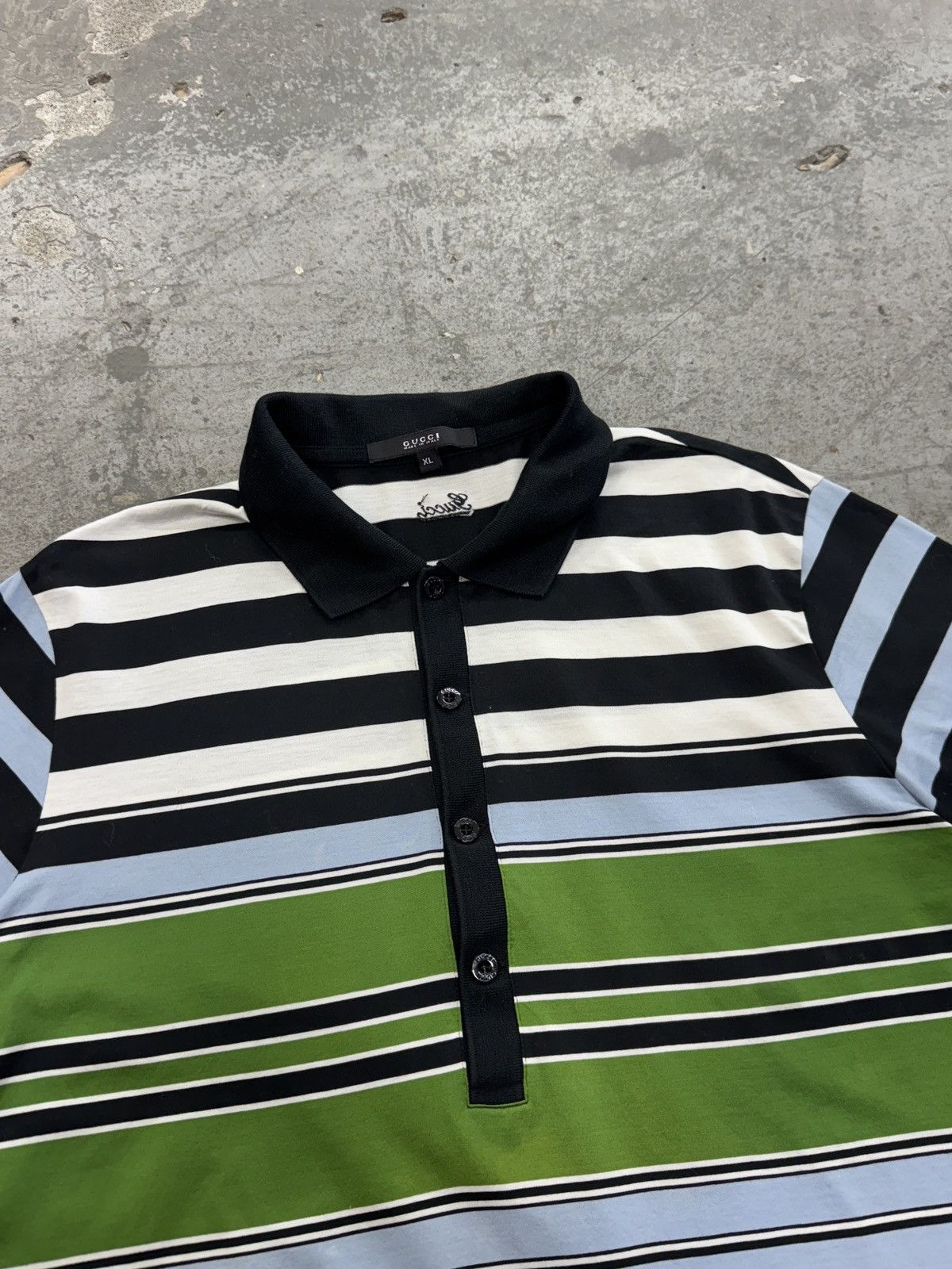 Vintage Vintage Gucci Tee T-shirt Stripped Polo Size US XL / EU 56 / 4 - 2 Thumbnail