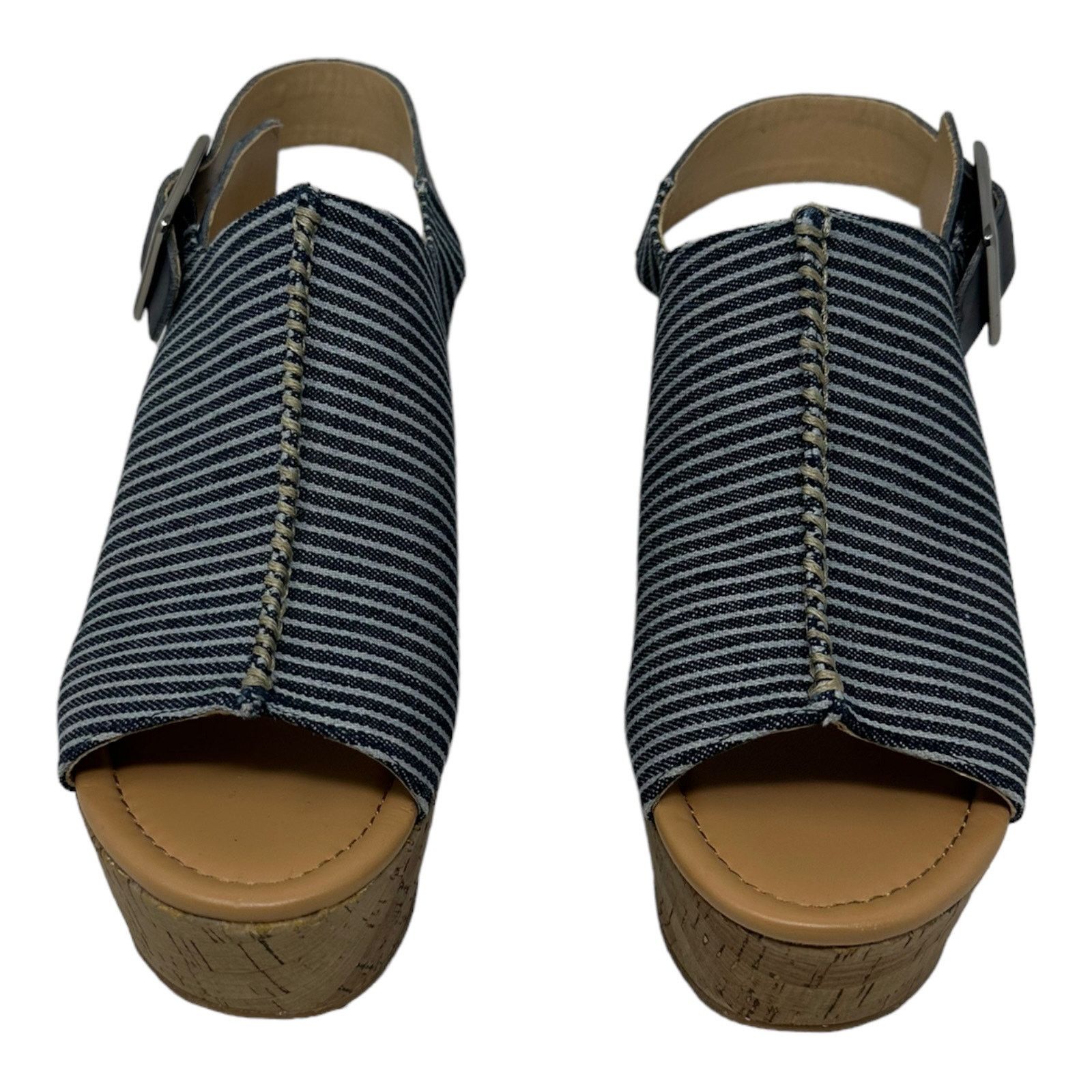 Marc Fisher Marc Fisher Sinthya Blue Denim Wedge Slingback Sandals 7.5 Size US 7.5 / IT 37.5 - 10 Thumbnail