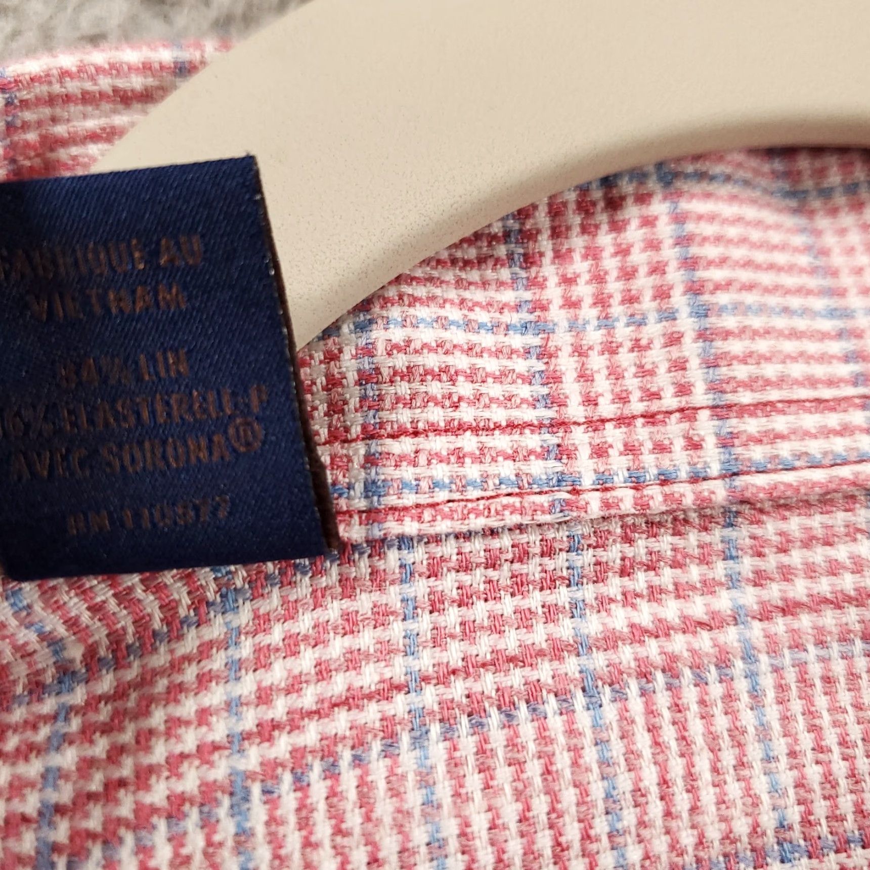 David Donahue David Donahue Mens Button-Up Shirt Linen Houndstooth Small Fold Collar Pocket Breathable Classic Denim? Size US S / EU 44-46 / 1 - 6 Thumbnail