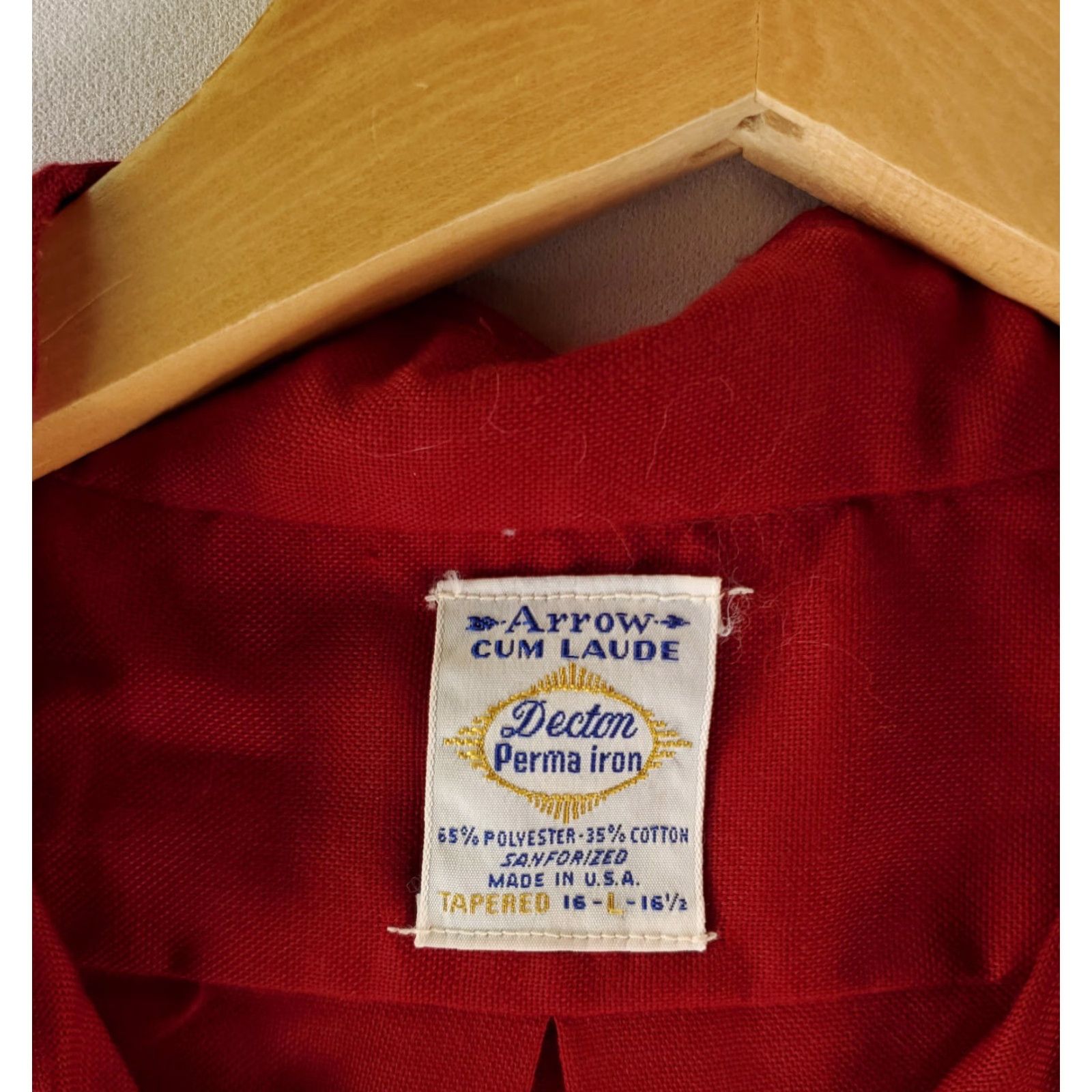 Arrow VINTAGE Arrow Cum Laude VTG 70s Decton Button Down Shirt Red Mens L 16-16.5 Tapered Mens Size US L / EU 52-54 / 3 - 2 Thumbnail