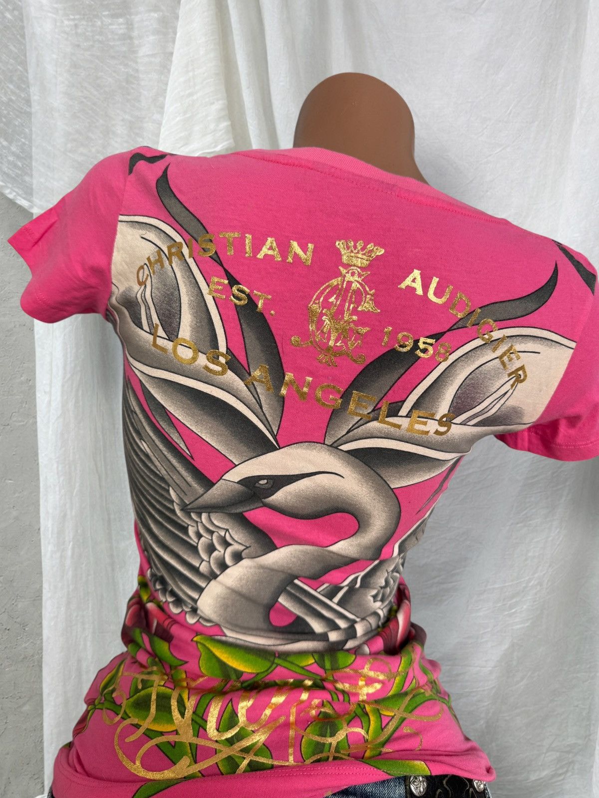 Christian Audigier Christian Audigier (Ed Hardy) Y2K Glam Rhinestones T-Shirt Size S / US 4 / IT 40 - 7 Thumbnail