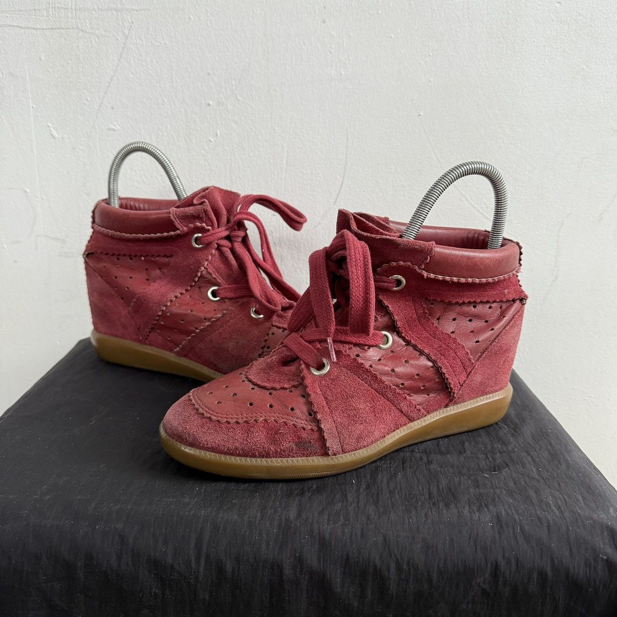 Isabel Marant Etoile Isabel Marang Wedge Red Suede Sneakers Size US 7 / IT 37 - 3 Thumbnail
